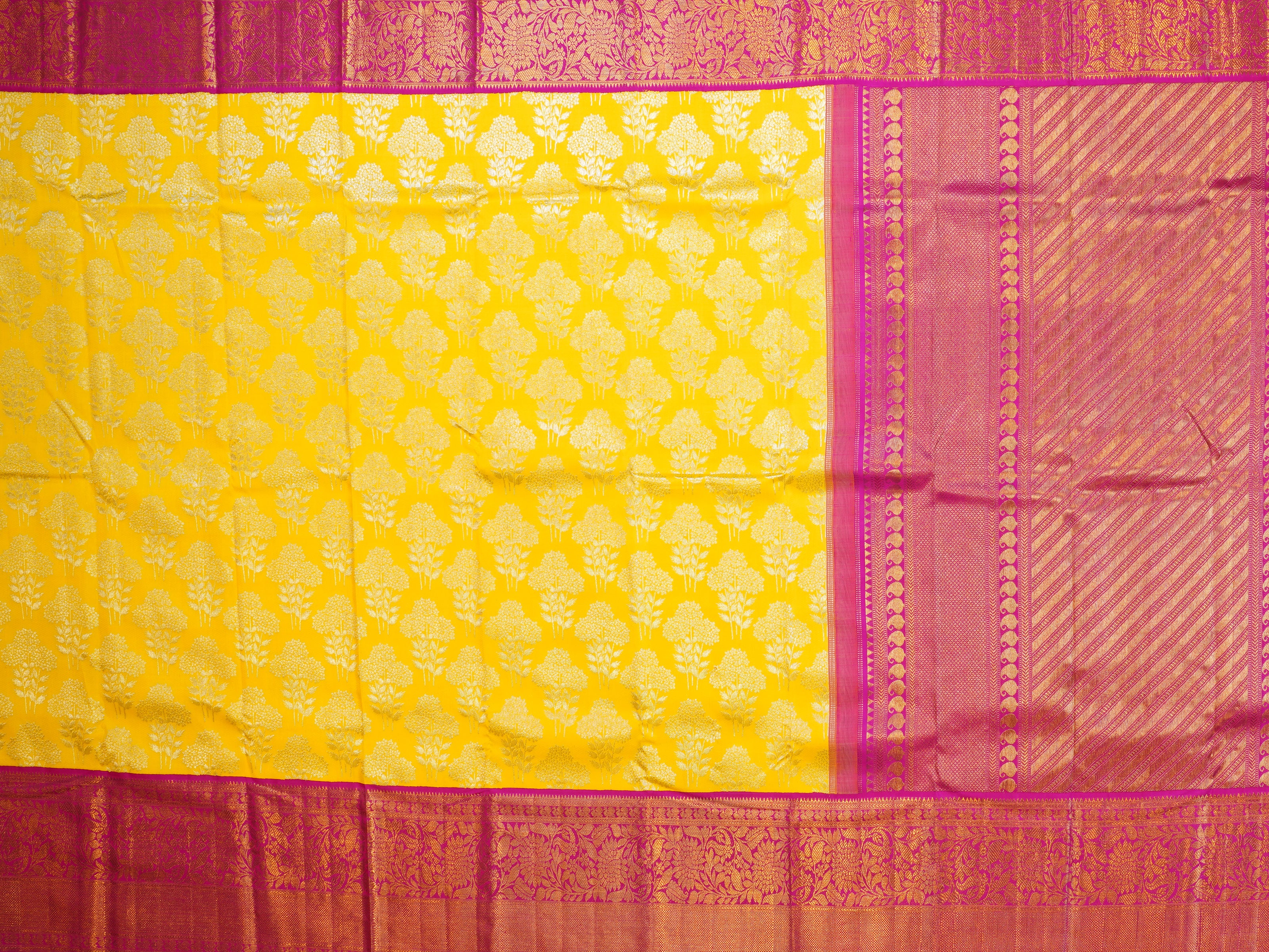 JSB - 2849 | Yellow & Pink Kanchi Pattu Sarees