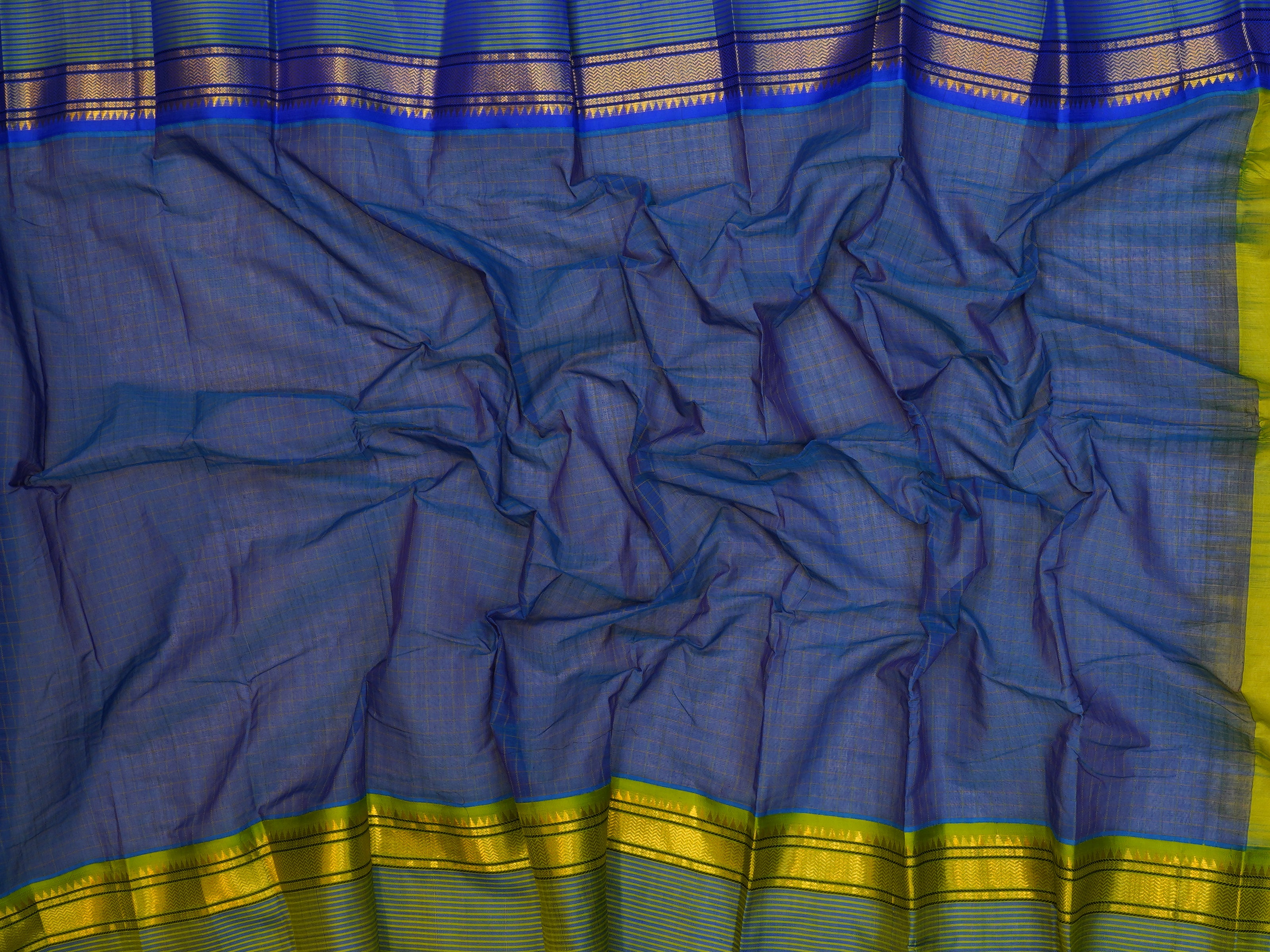 JSB- 747 | Blue & Green Handloom Cotton Traditional Saree