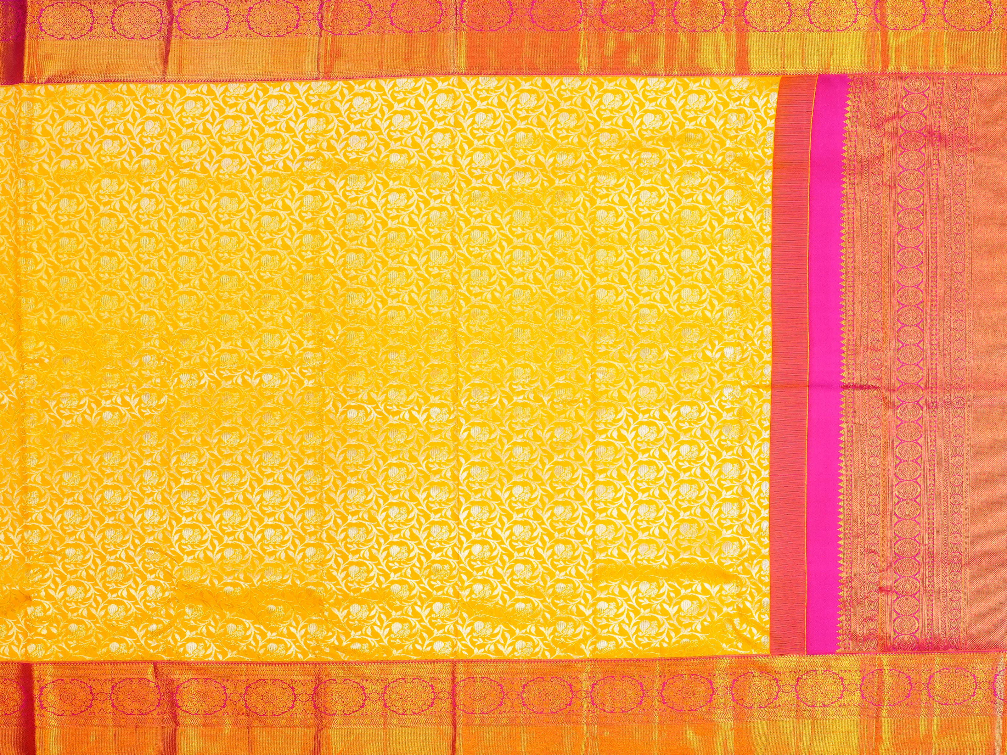 JSB-3350 | Yellow & Pink Kanchi Pattu Saree