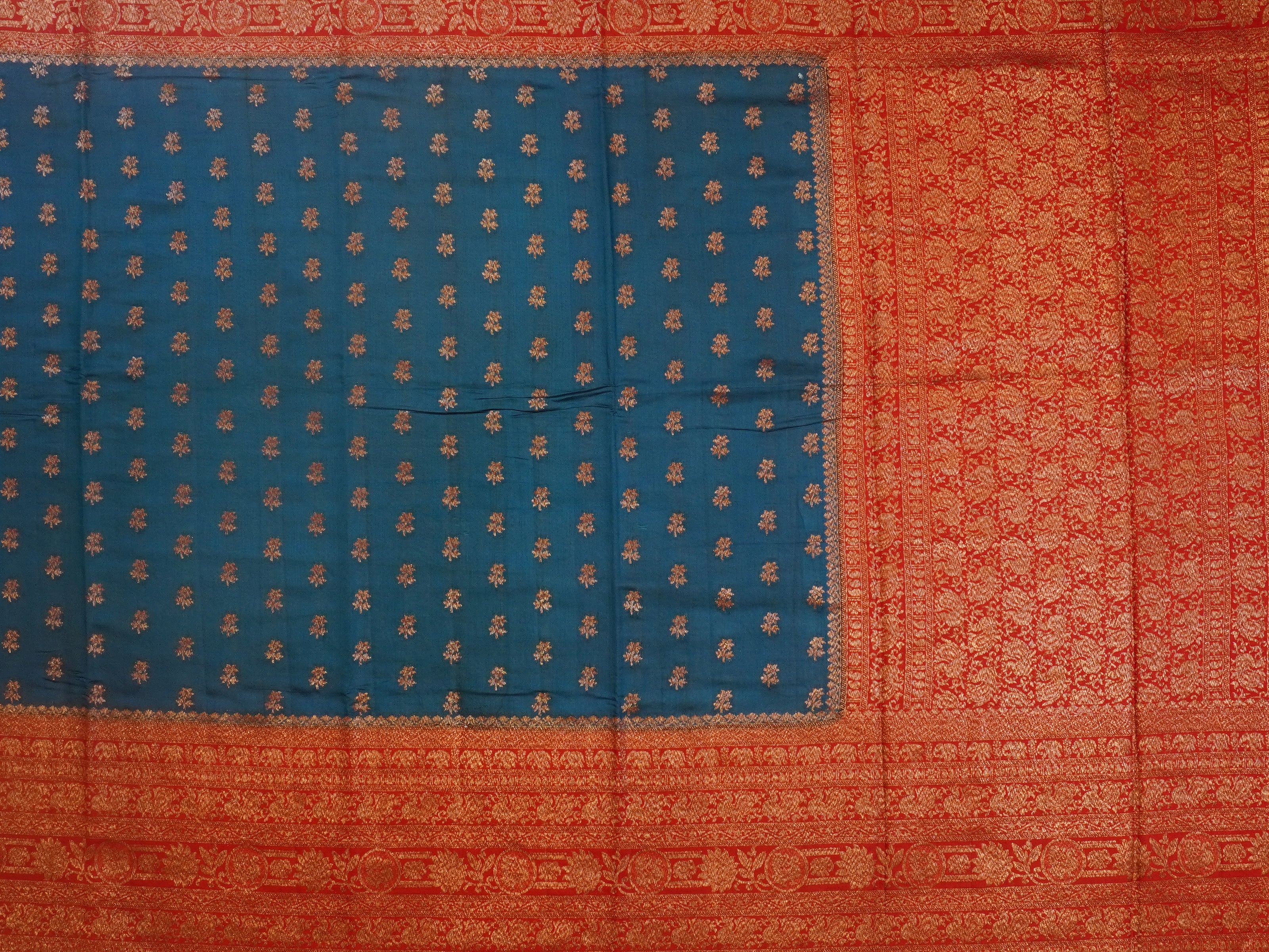JSSB- 703 | Blue & Red Pure Dupiyana Silk Saree