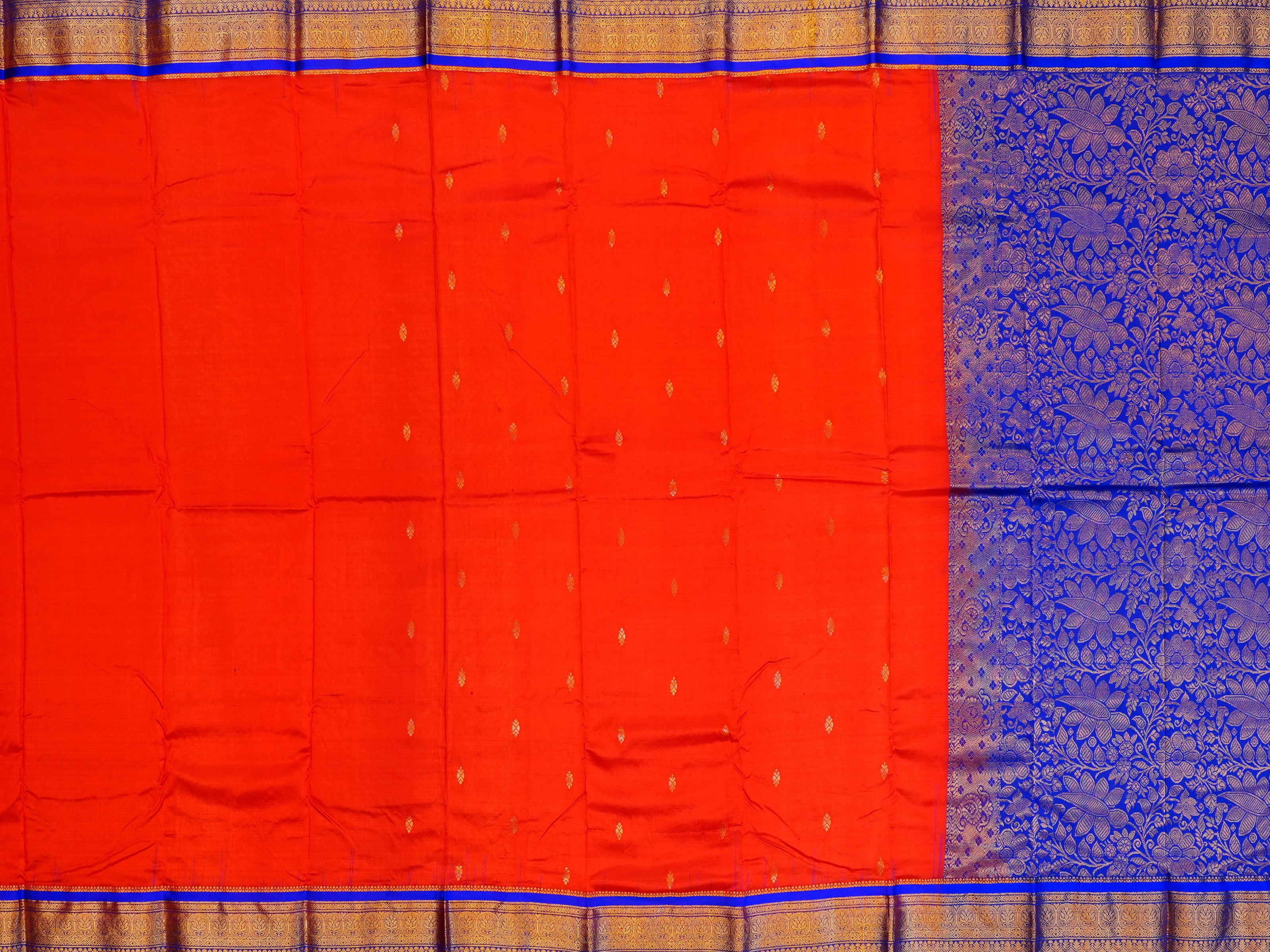 JAS-182 | Red & Navy Blue Bharatanatyam Saree