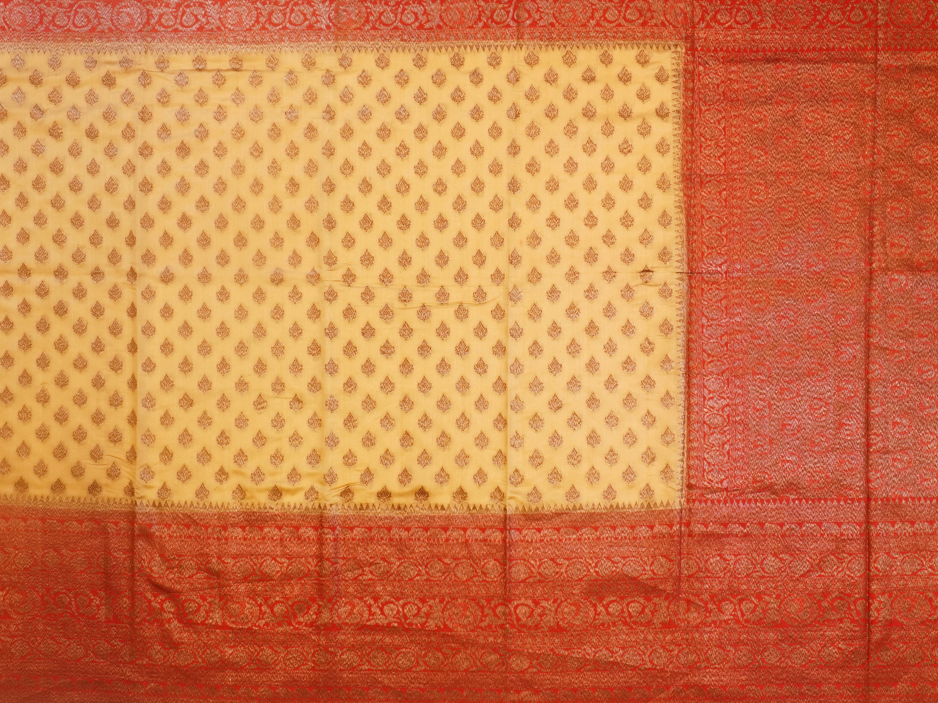 JSSB- 694 | Cream & Red Pure Dupiyana Silk Saree