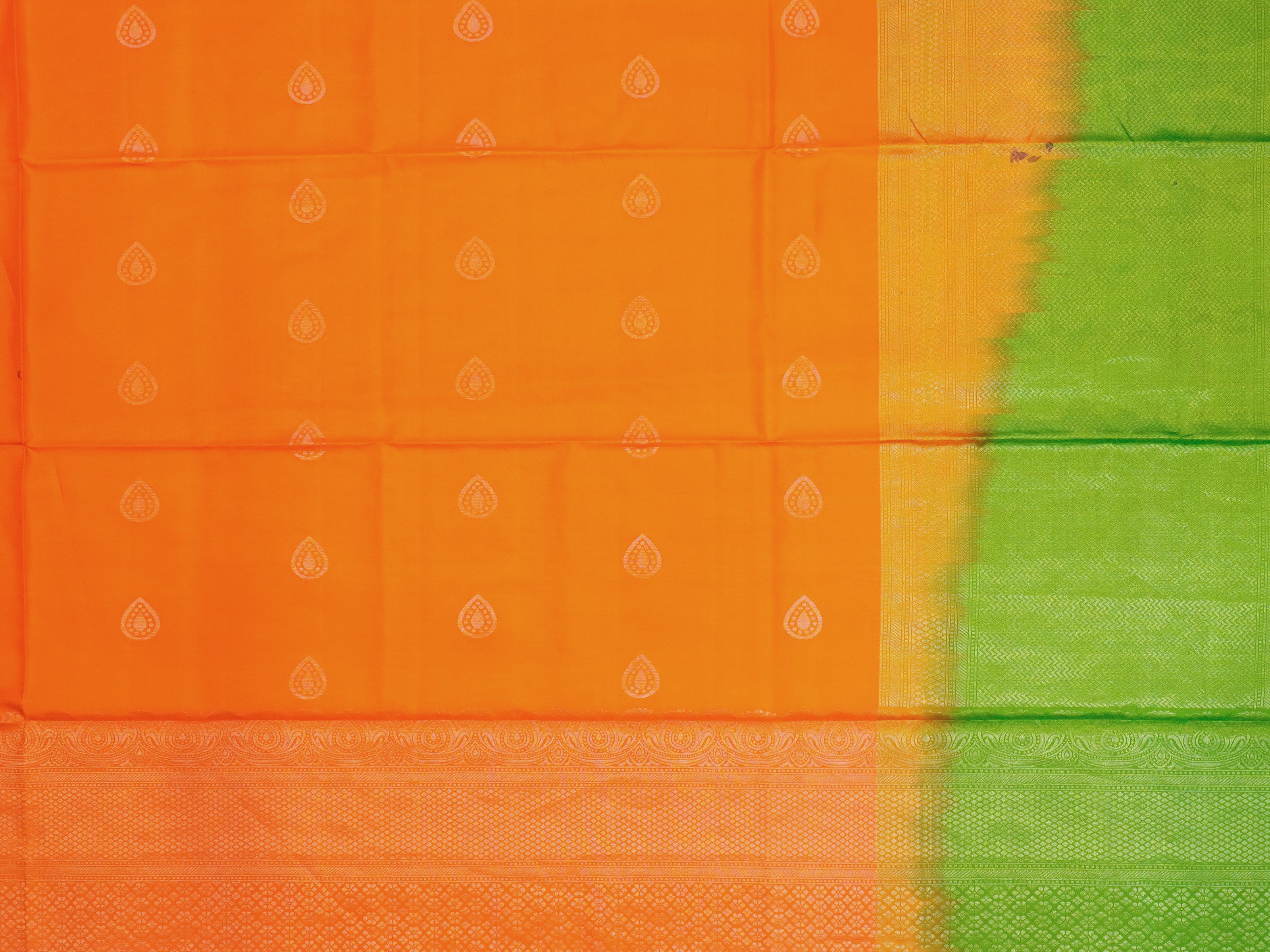 JSSB-132 | Orange & Green Pure Uppada Silk