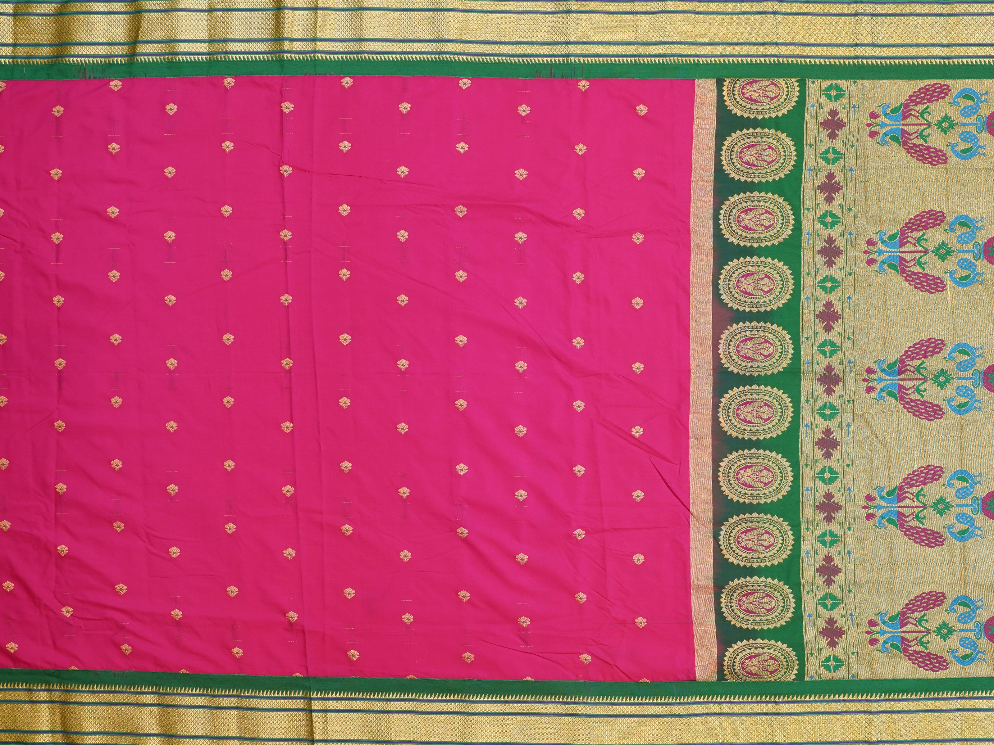 JSB - 2853 | Pink & Green Narayanpet  Sarees