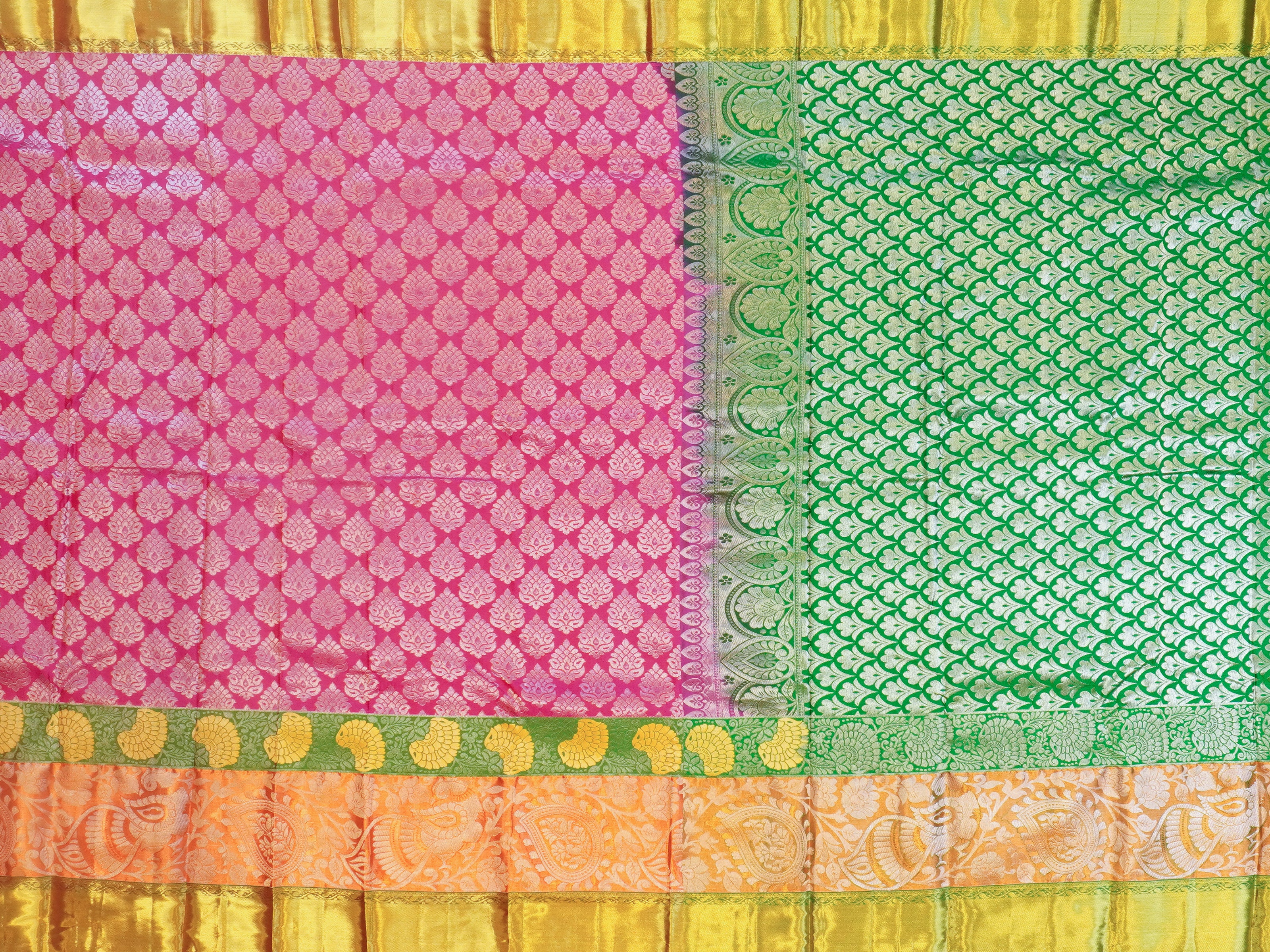 JSSB-448 | Pink & Green Kanchi Pattu Saree