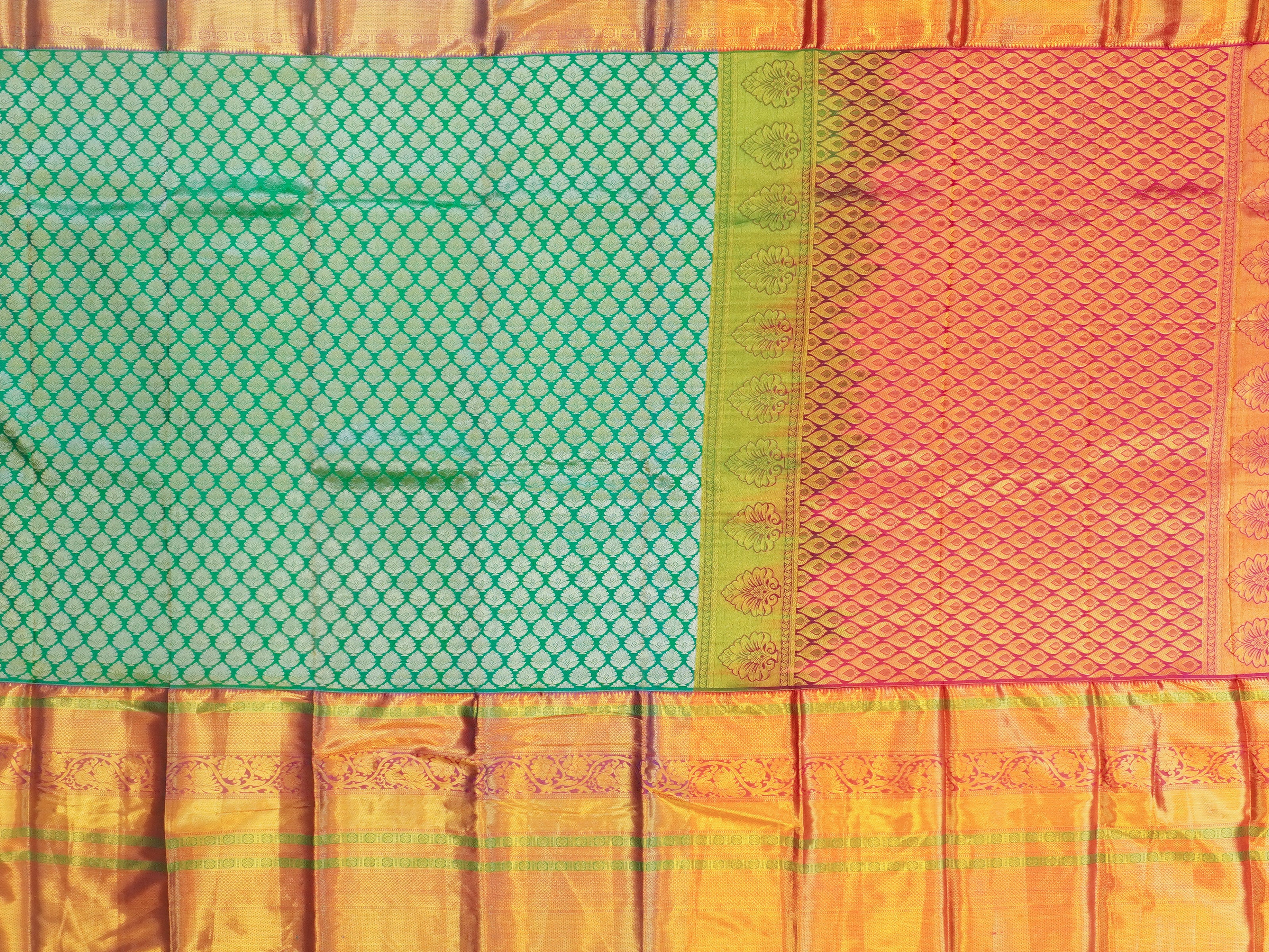 JSSB-447 | Green & Pink Kanchi Pattu Saree