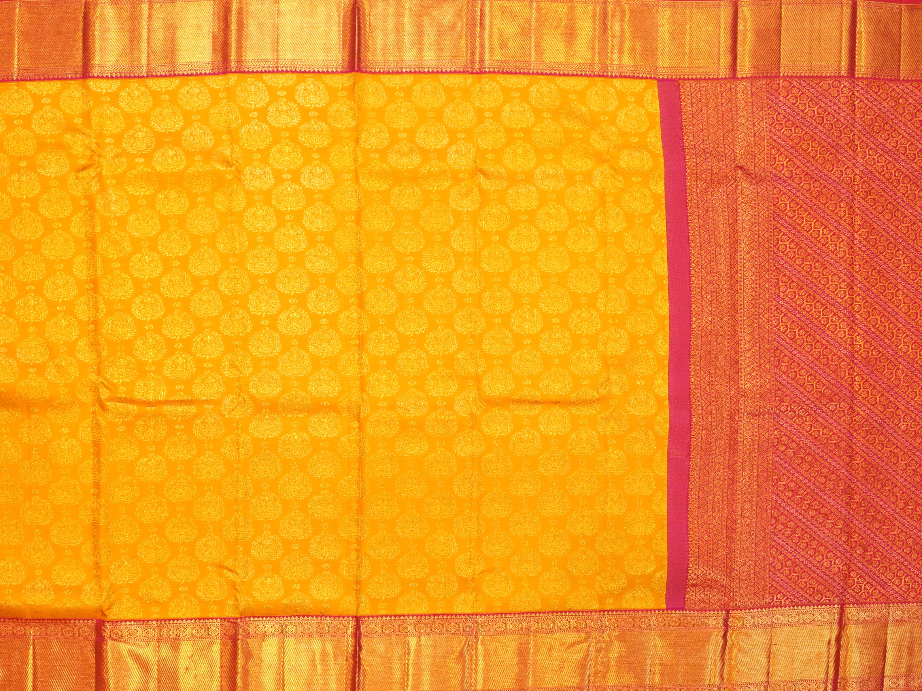 JSB - 2795 | Mustard & Pink Kanchi Pattu Saree