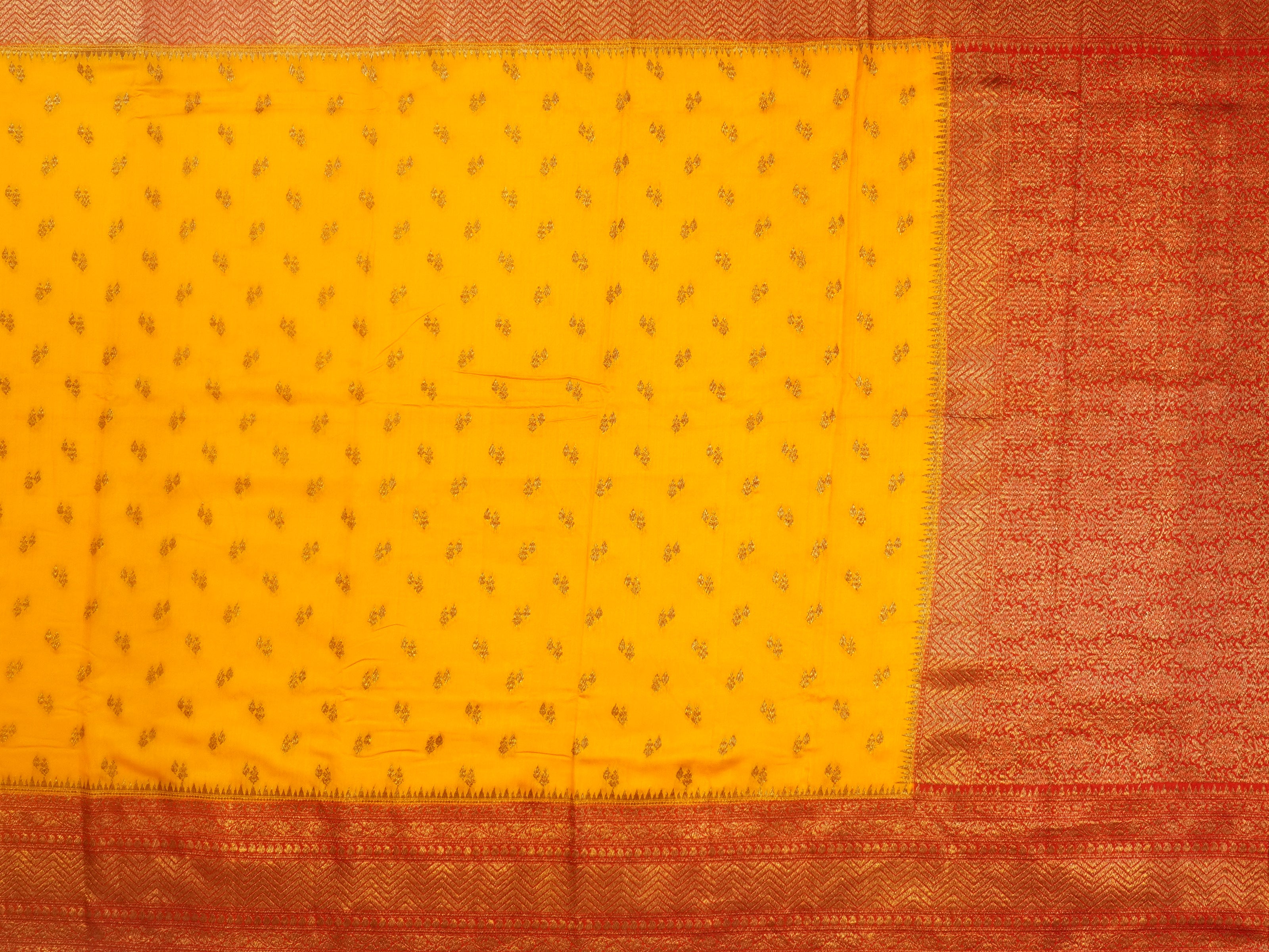 JSSB- 697 | Yellow & Red Pure Dupiyana Silk Saree