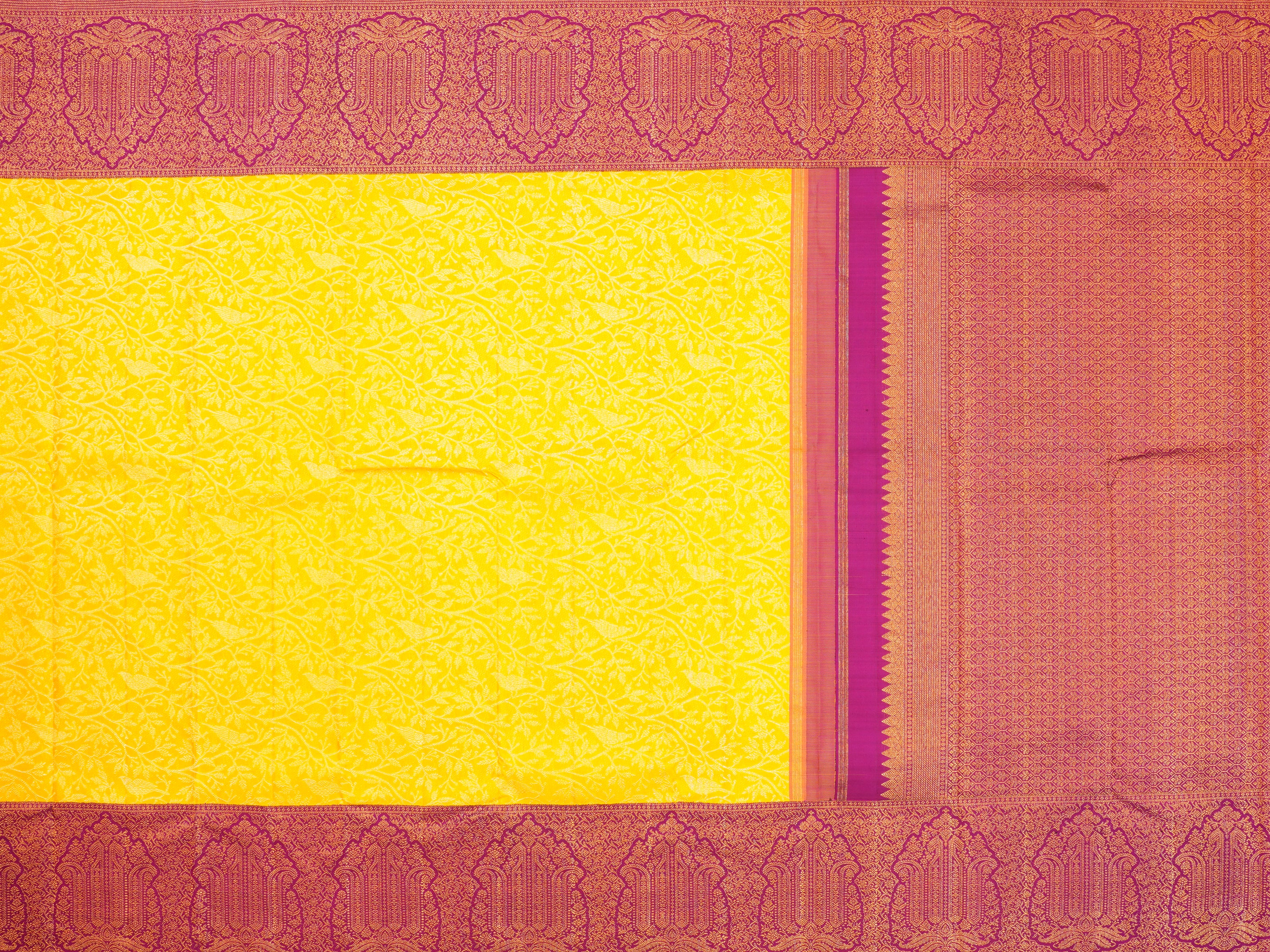 JSB- 3165 | Yellow & Purple Kanchi Arni Pattu Saree