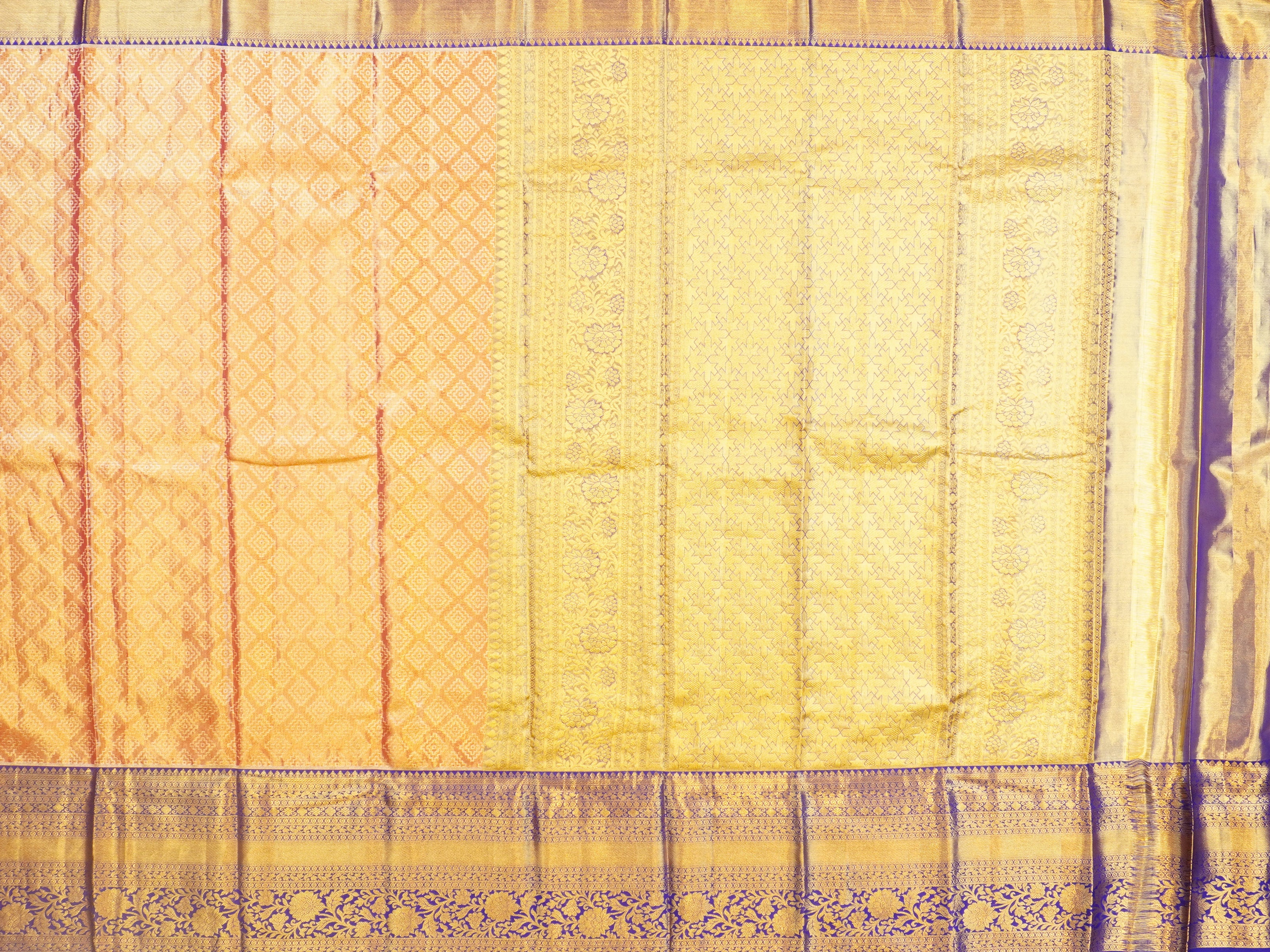 JSSB-96 | Onion Pink& Royal Blue Kanchipuram Tissue Pattu