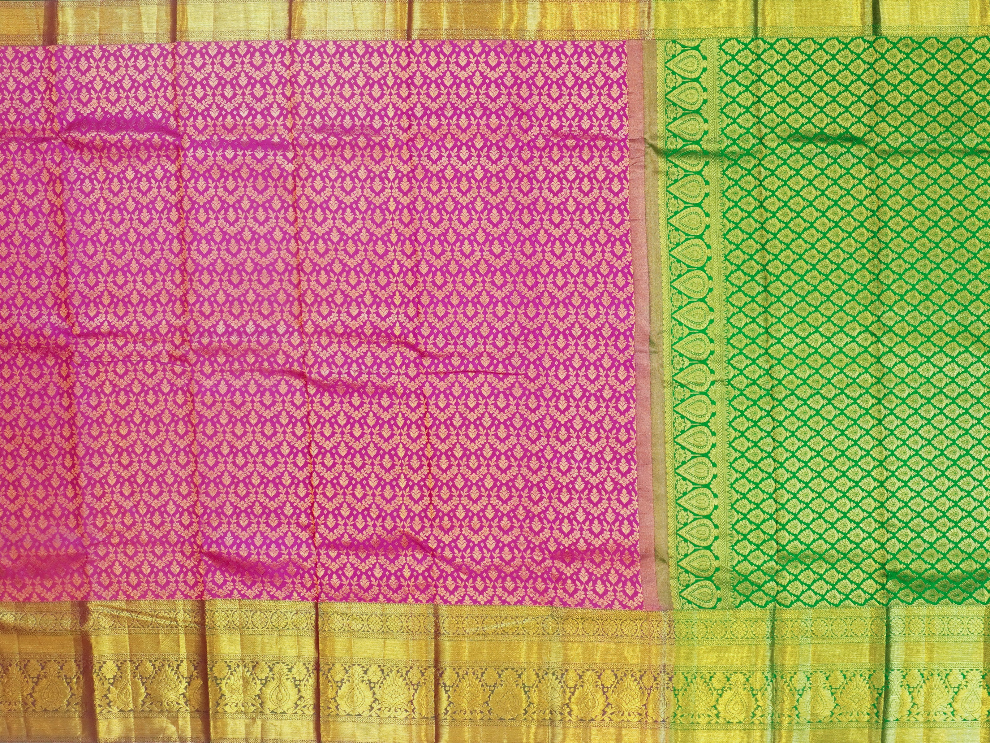 JSSB-535 | Pink & Green Kanchi Pattu Saree