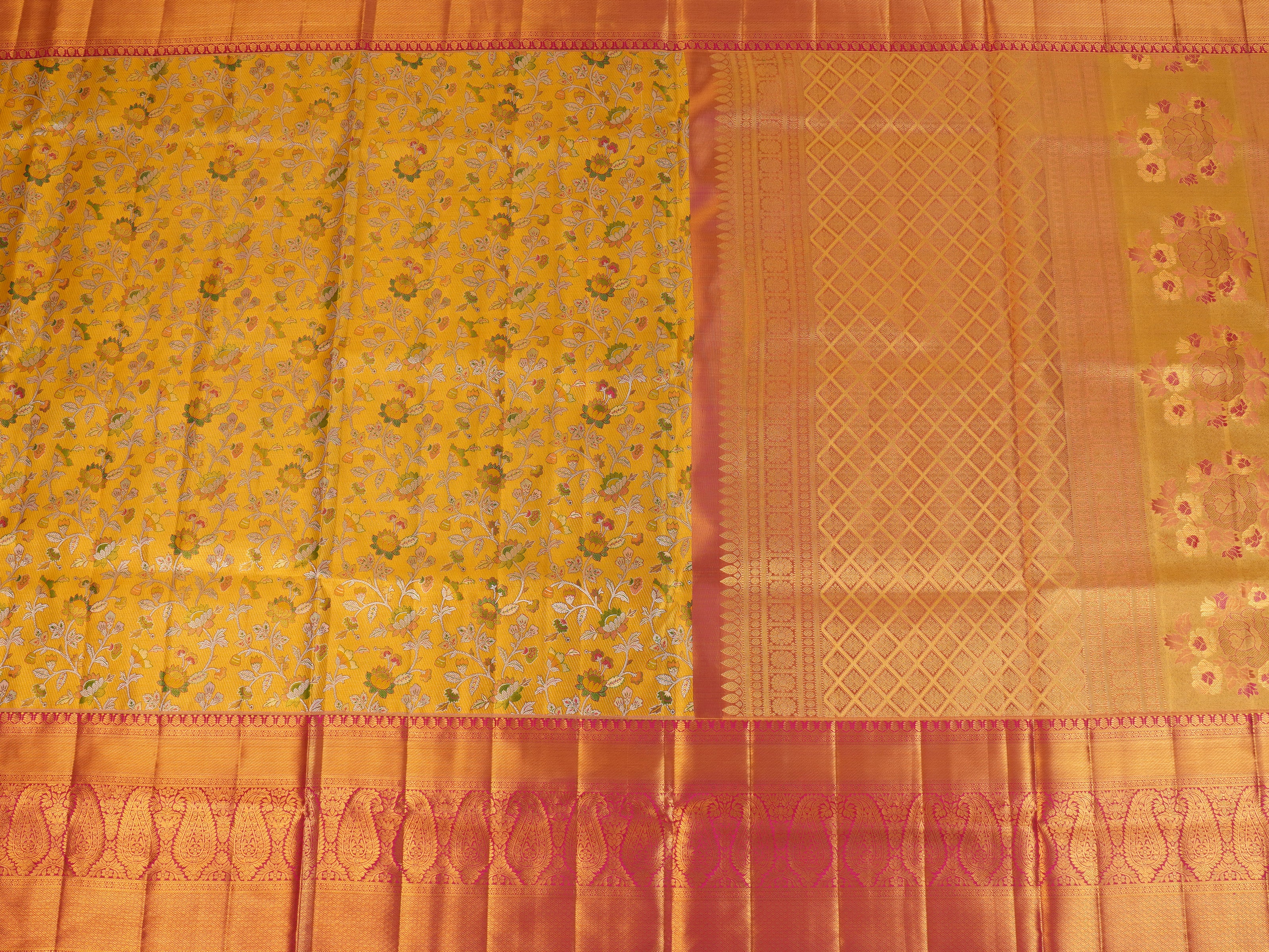 JSB-14| Gold  & Pink  Kanchi Tissue