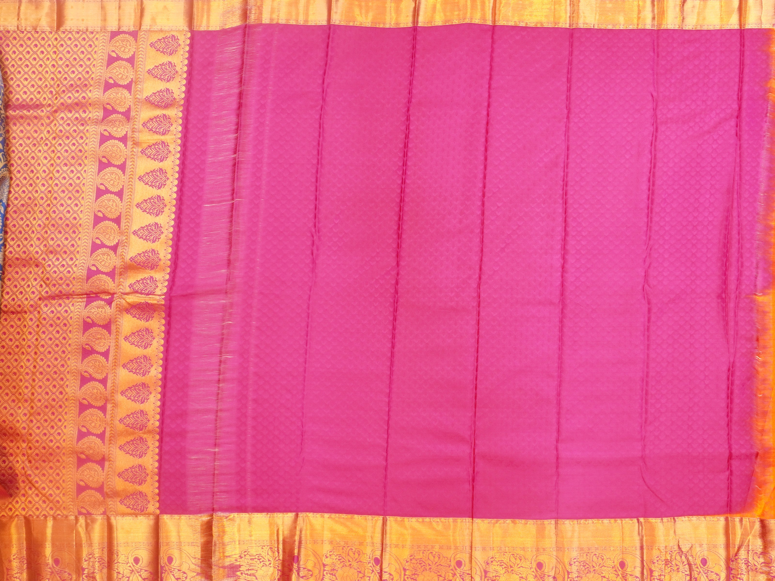 JAS-98 | Blue & Pink Pure Kanchi pattu | Weavers Special Discount Saree