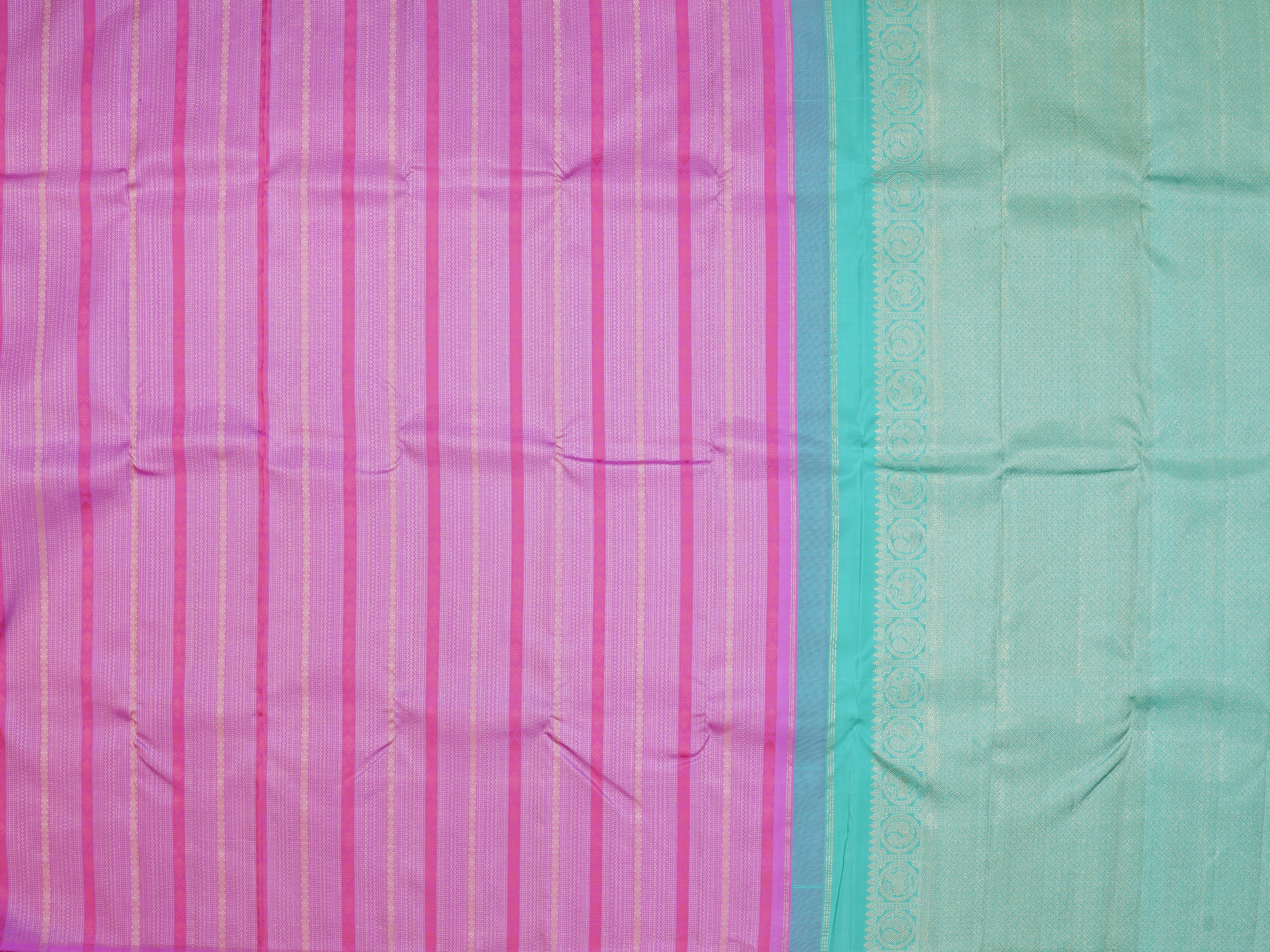 JSB - 415 | Pink & Sea Green Pure Kanchipuram Silk