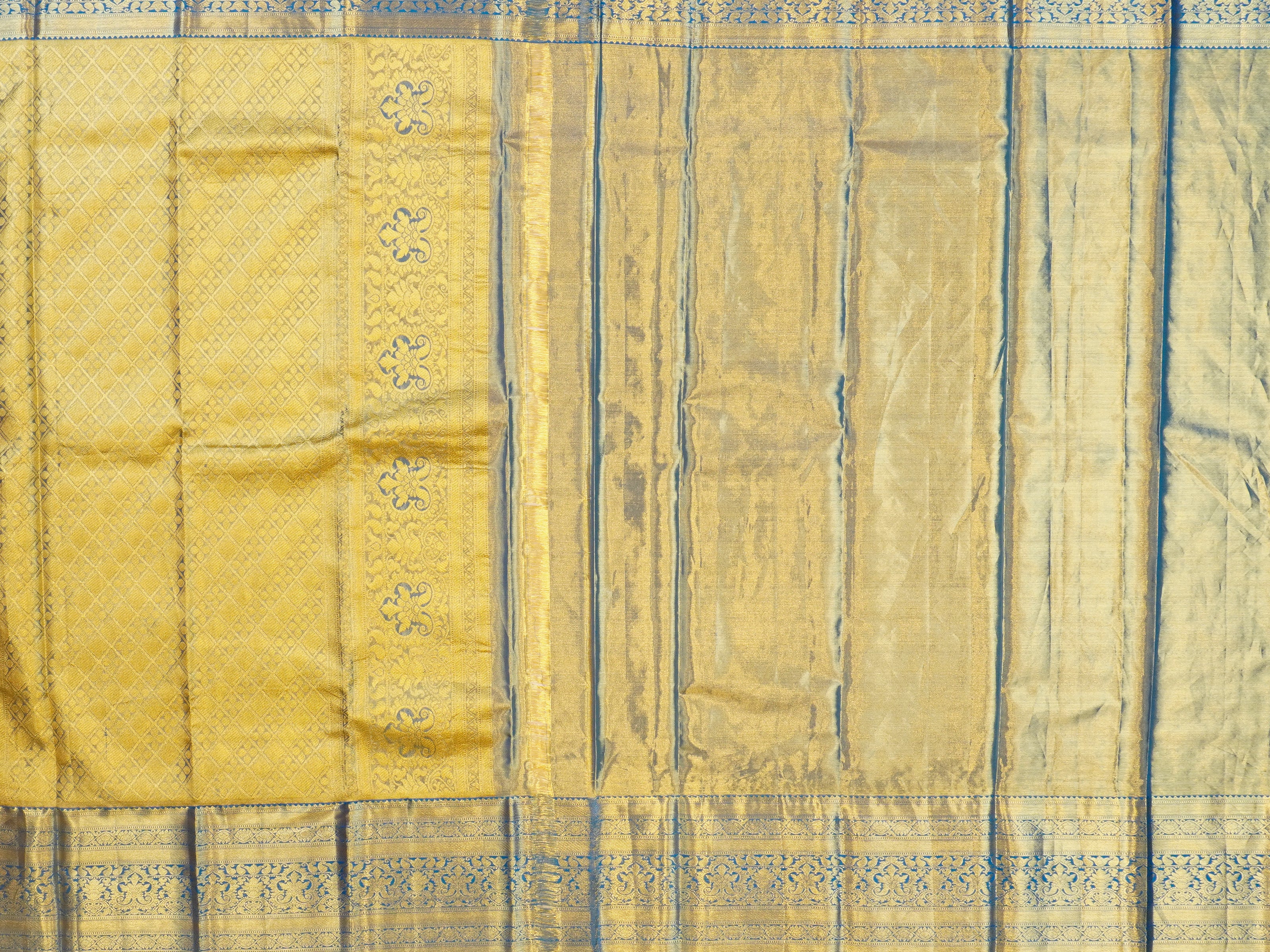 JSSB-91 | Rani Pink & Tiffany Blue Kanchipuram Tissue Pattu