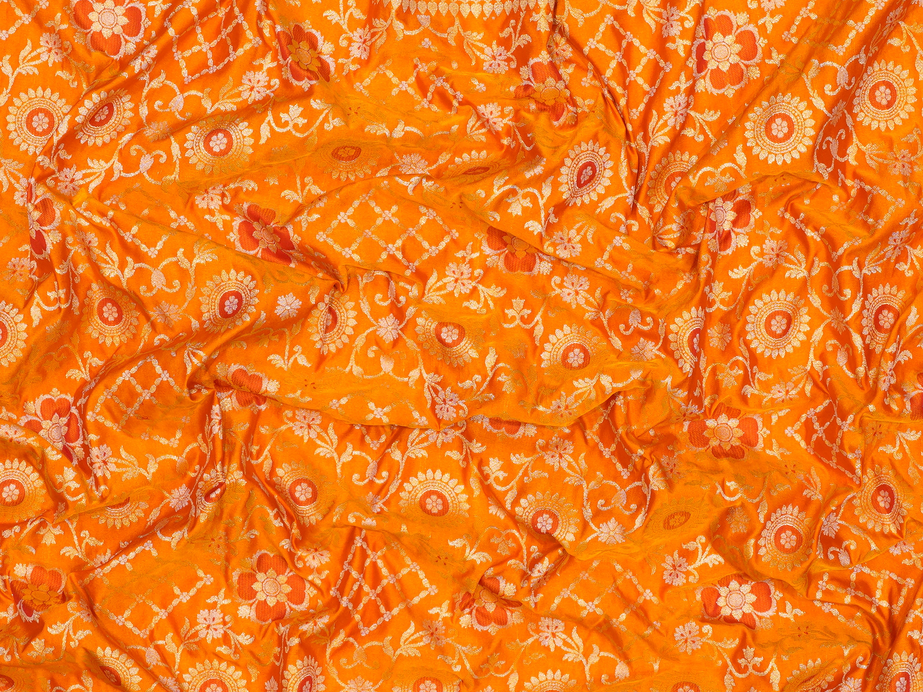 JSB - 1591 | Orange & Magenta Katan Silk Saree