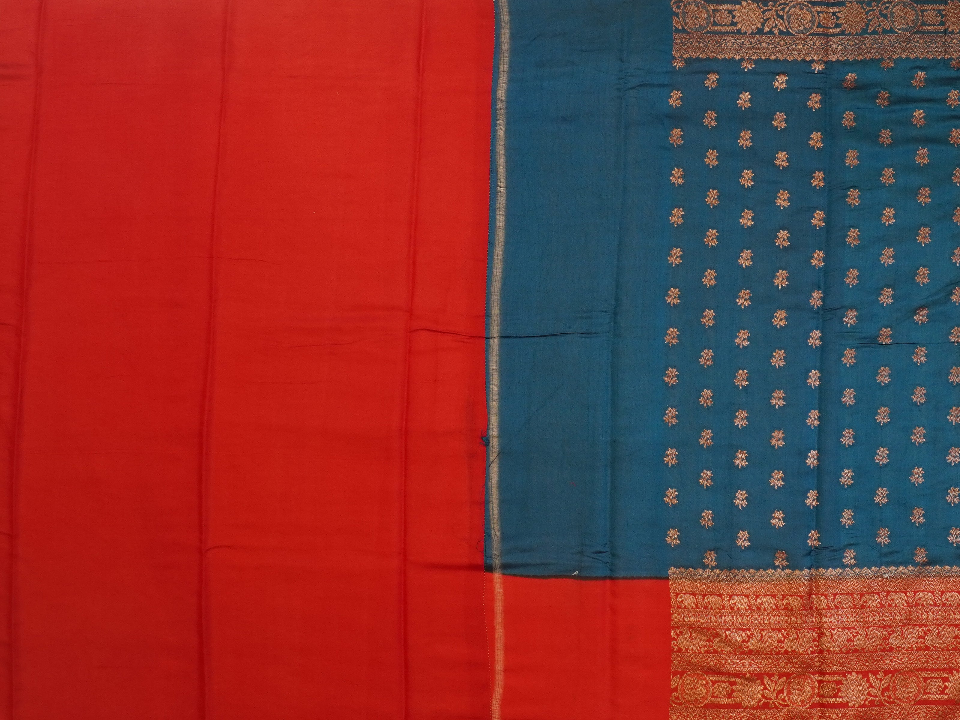 JSSB- 703 | Blue & Red Pure Dupiyana Silk Saree