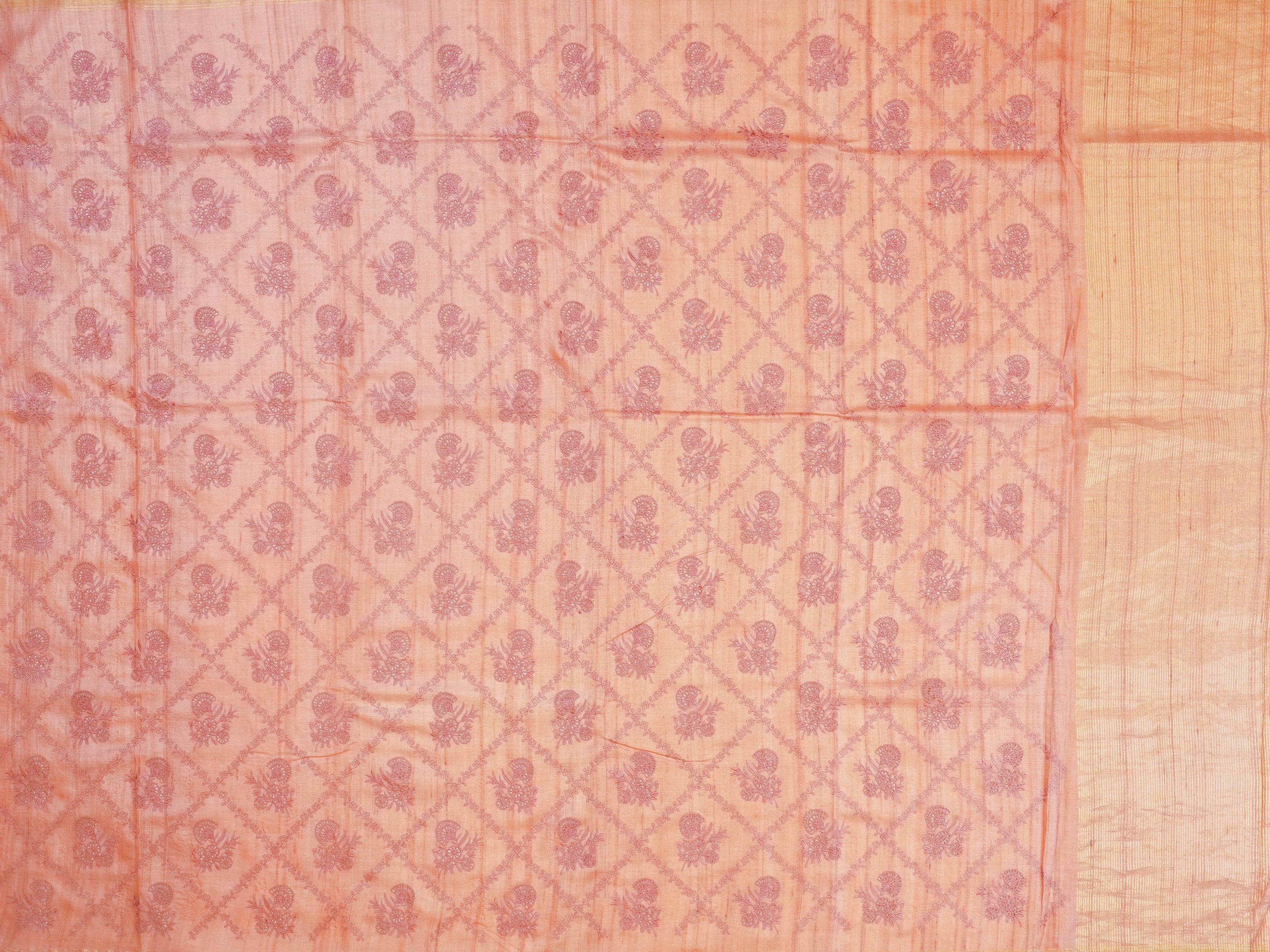 JSSB- 940 | Peach Pure Tussar Slk Saree