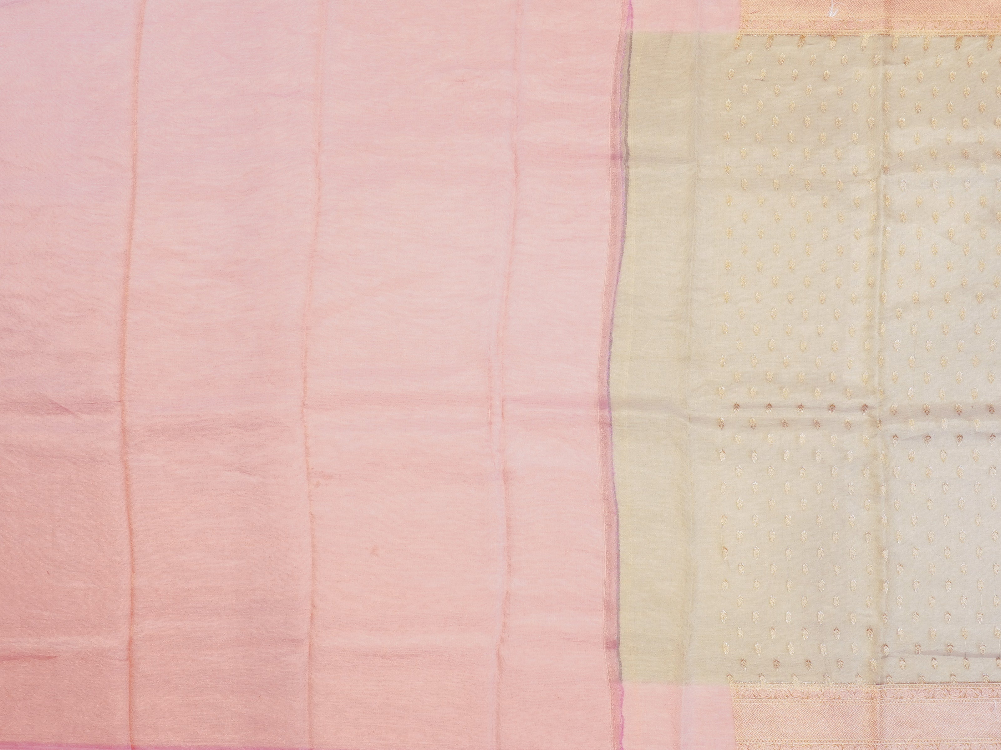 JSB- 6240 | Grey & Pink Pure Kora Tissue Saree