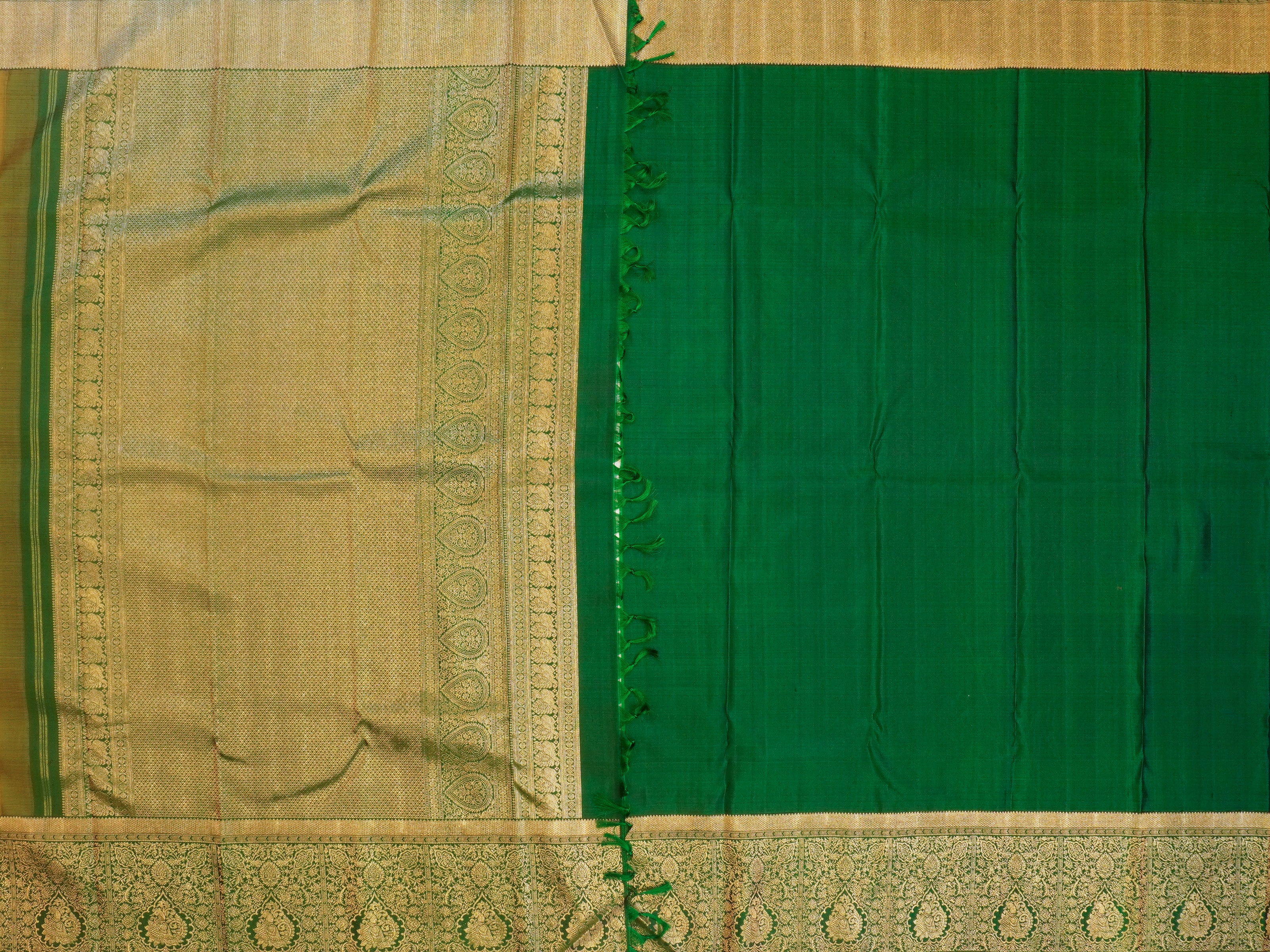 JSSB-269 | Yellow & Green Pure Kanchi Pattu Saree