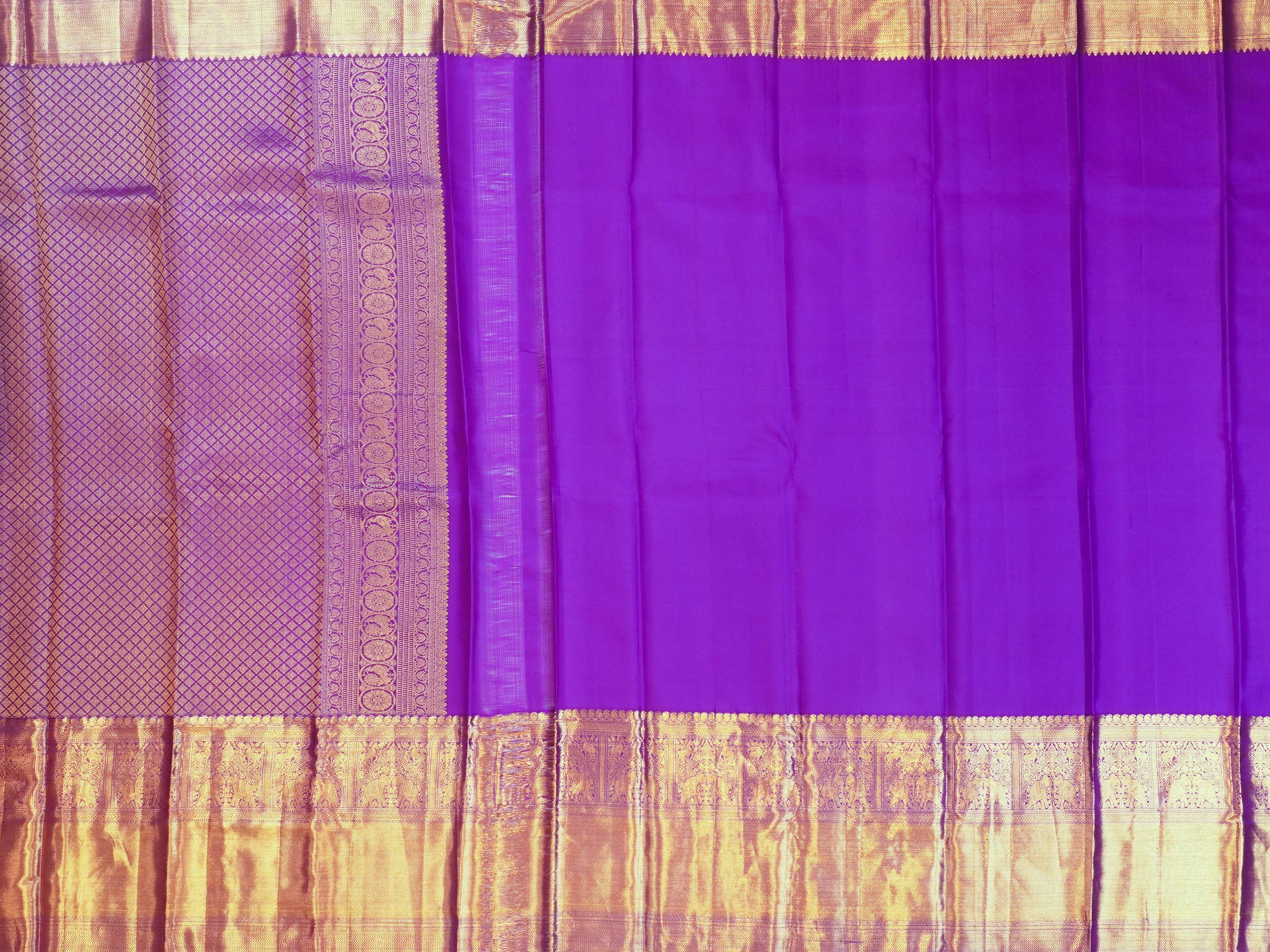 JSSB- 878 | Green & Purple Pure Kanchi Pattu Saree