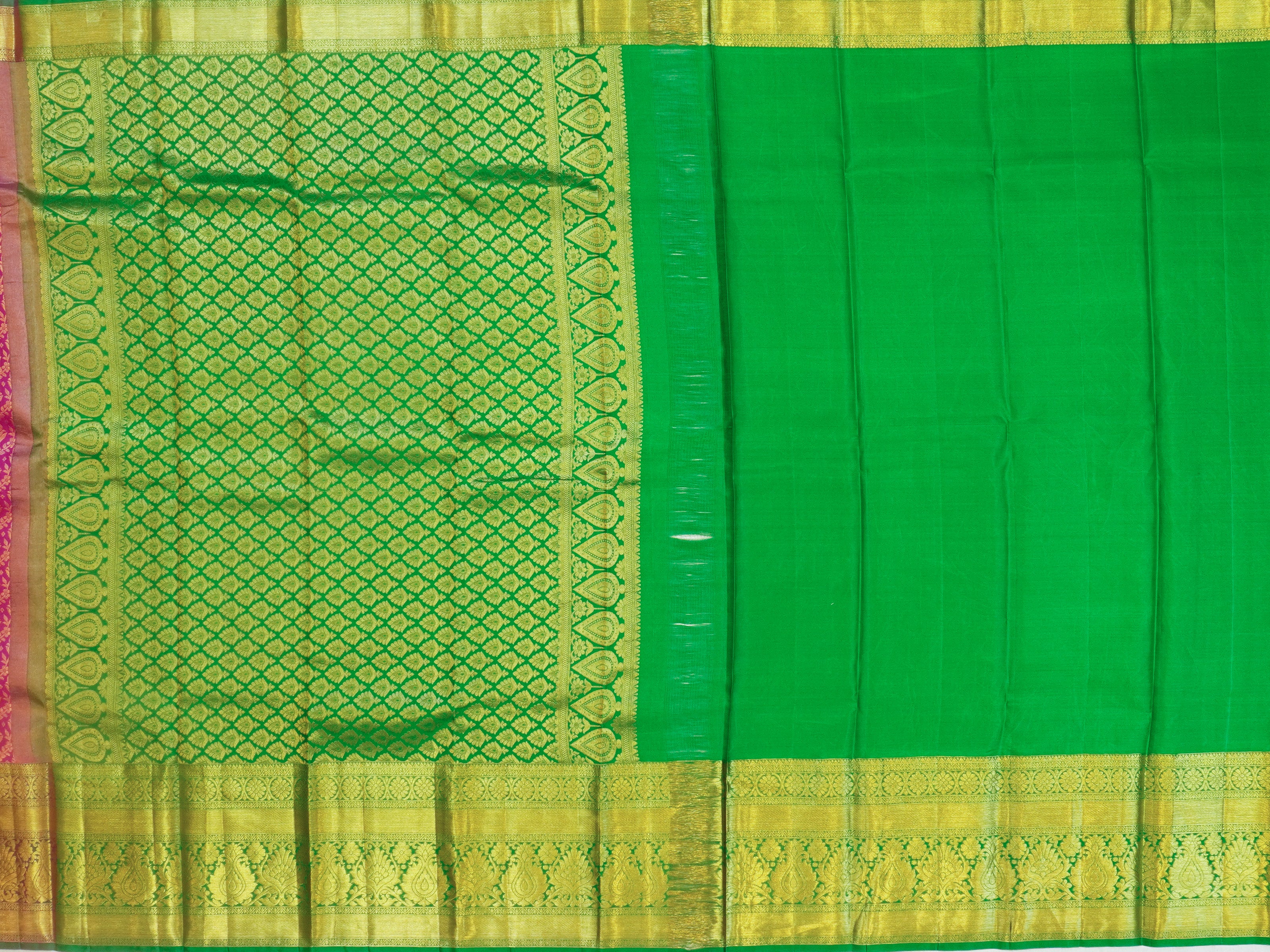 JSSB-535 | Pink & Green Kanchi Pattu Saree