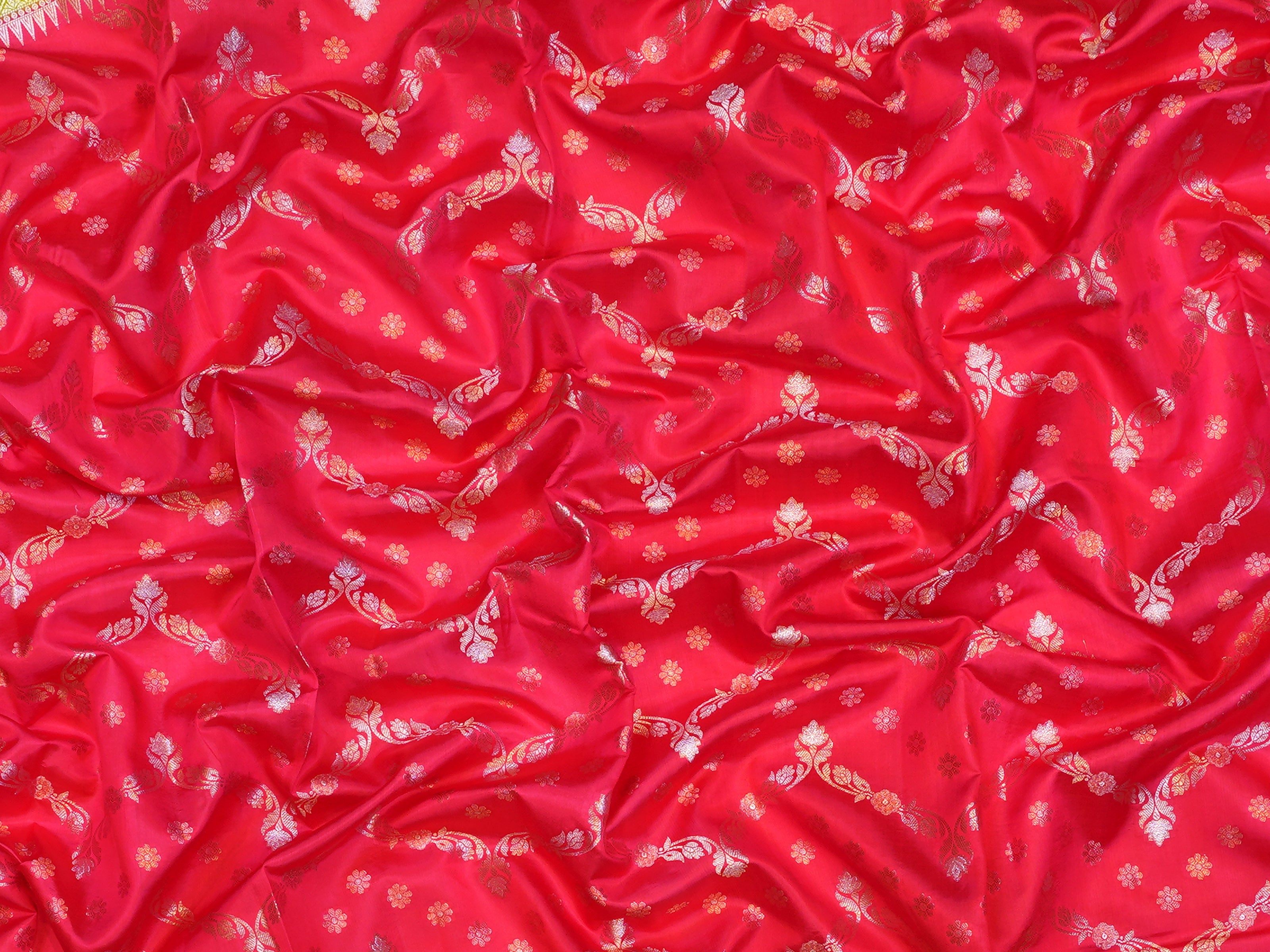 JSB- 1263 | Red & Green Pure Dupiyana Silk Sarees