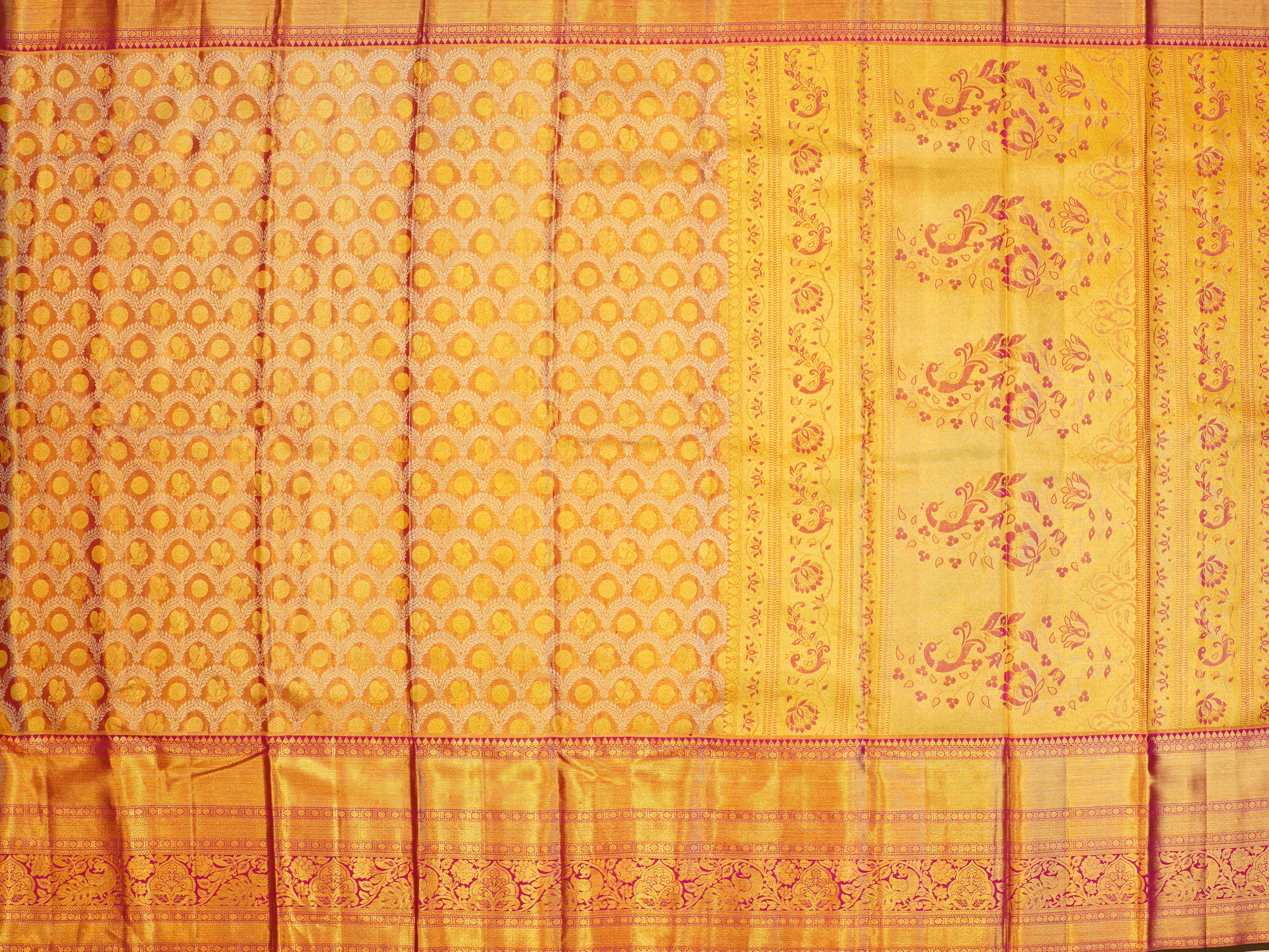 JSB-1972 | Gold & Pink Kanchi Pattu Saree