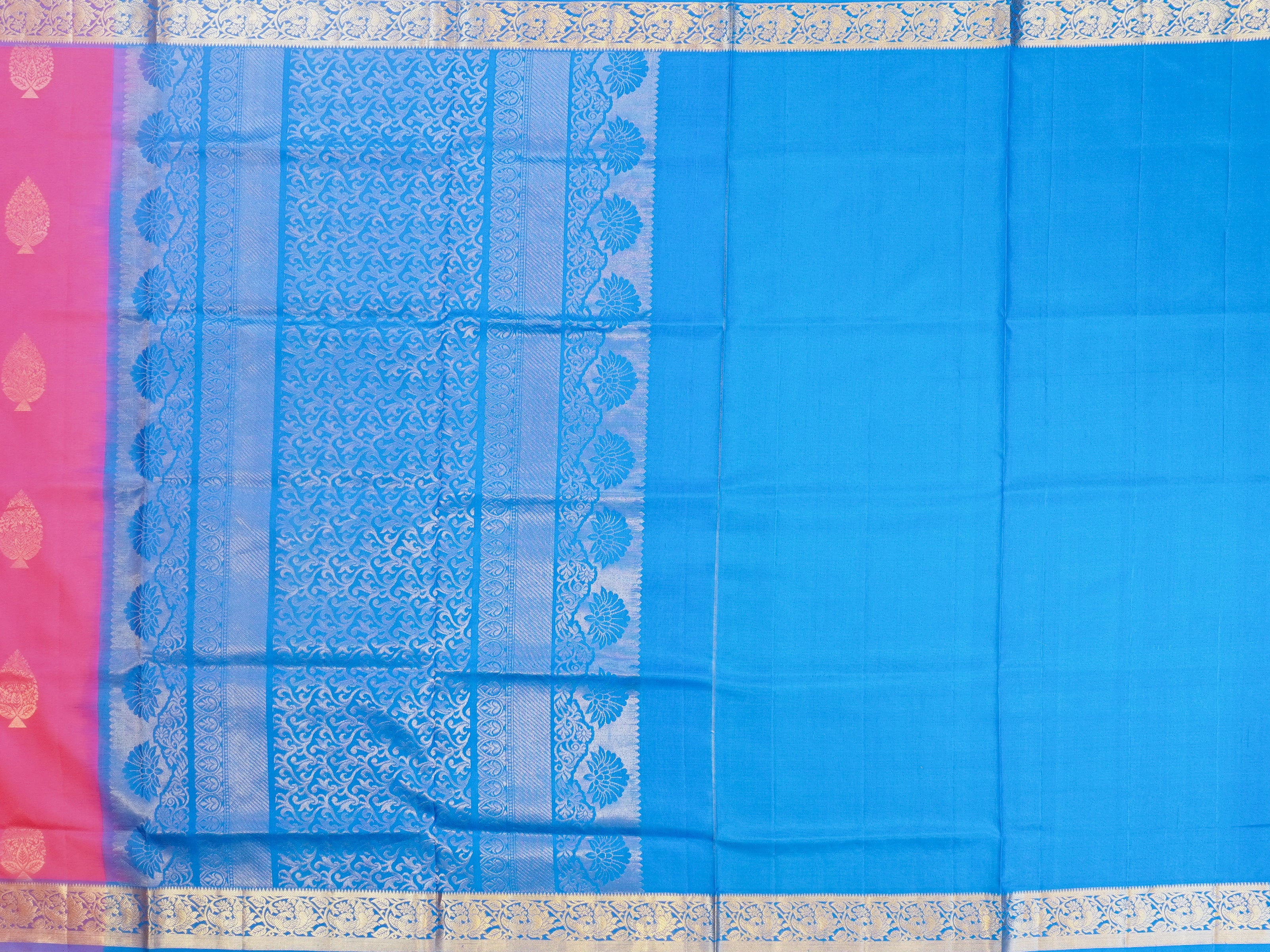 JSSB-386 | Pink & Blue Pure Uppada Silk Saree
