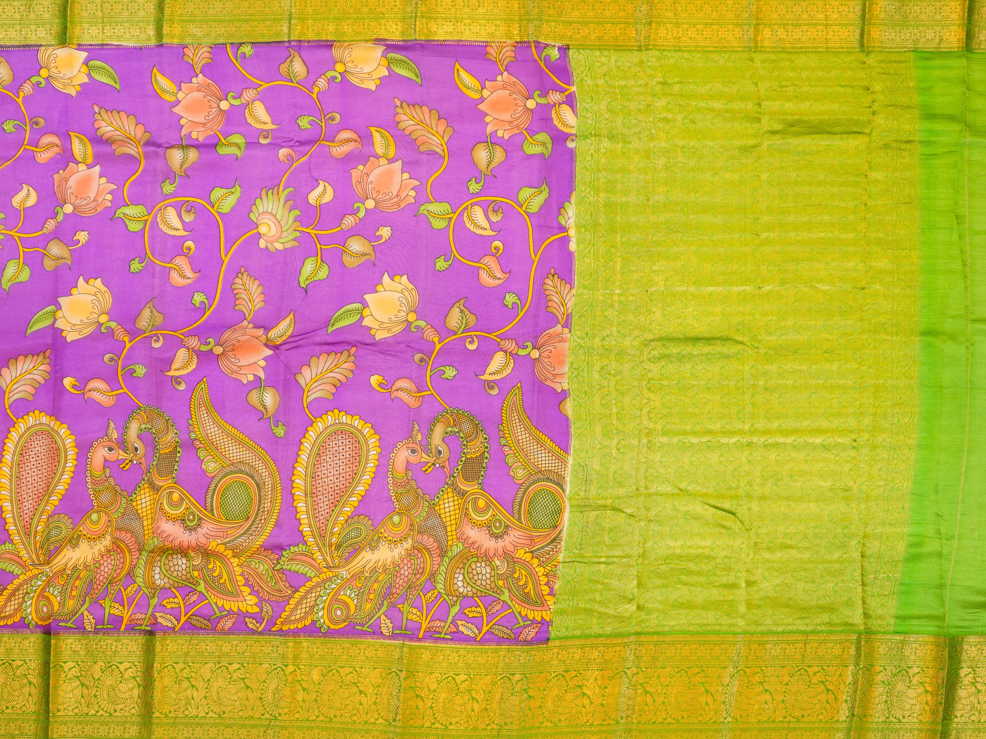 JSB- 2189 | Purple & Green Pure Soft Silk Saree
