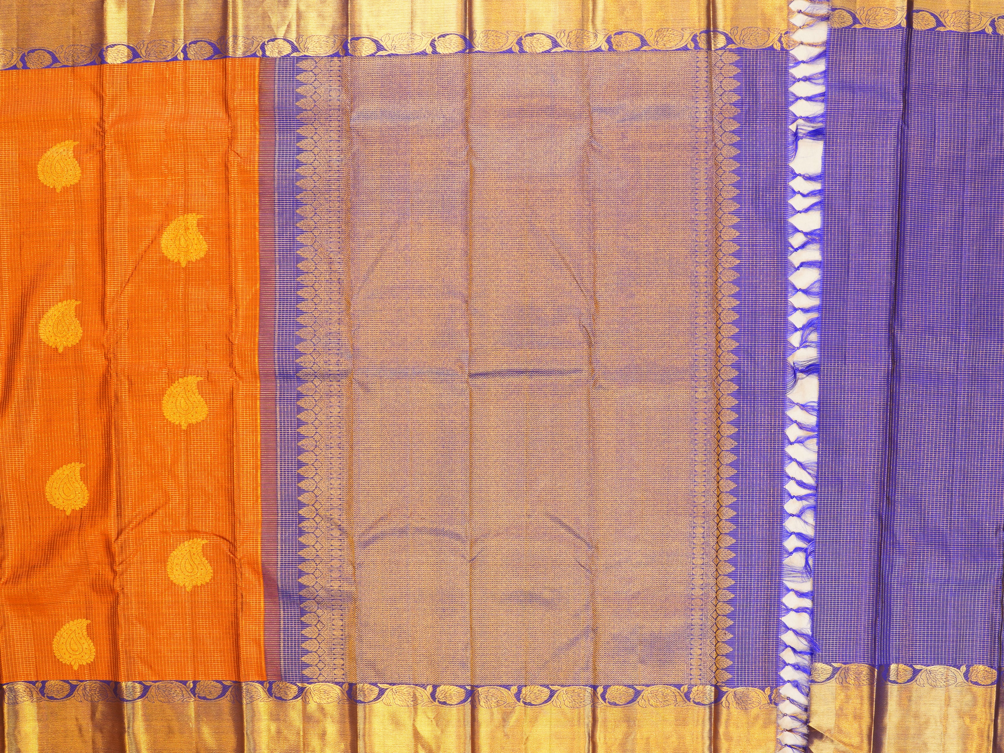 JSB-827 | Brown & Navy Blue Kanchi Pattu Saree