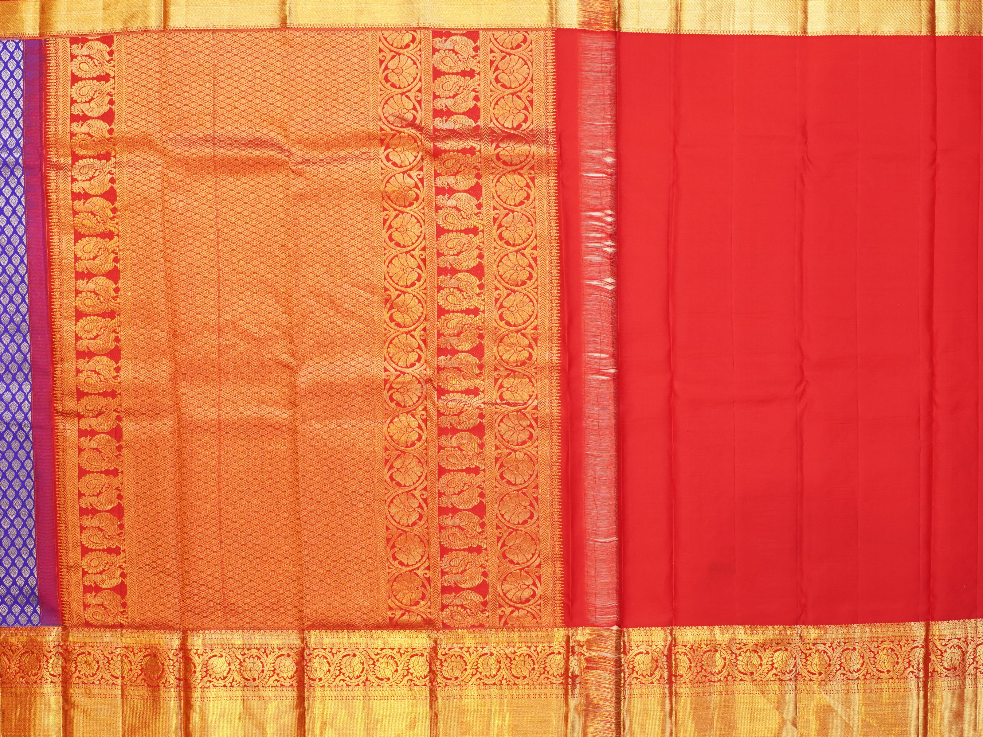 JSSB - 821| Royal Blue & Red Kanchi Pattu Saree