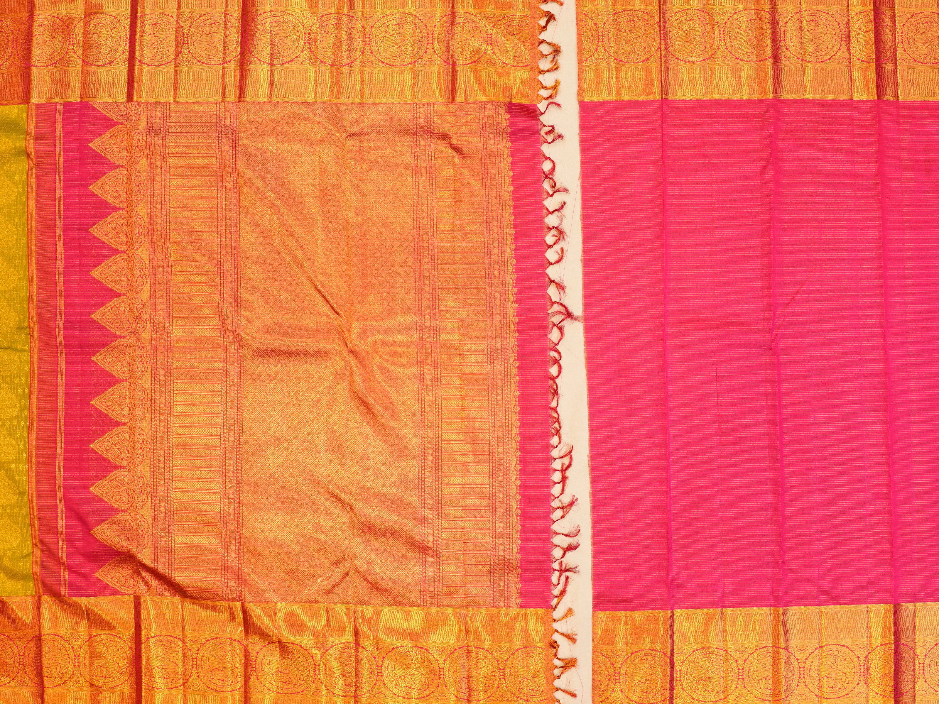 JSB-1965 | Green & Pink Kanchi Pattu Saree
