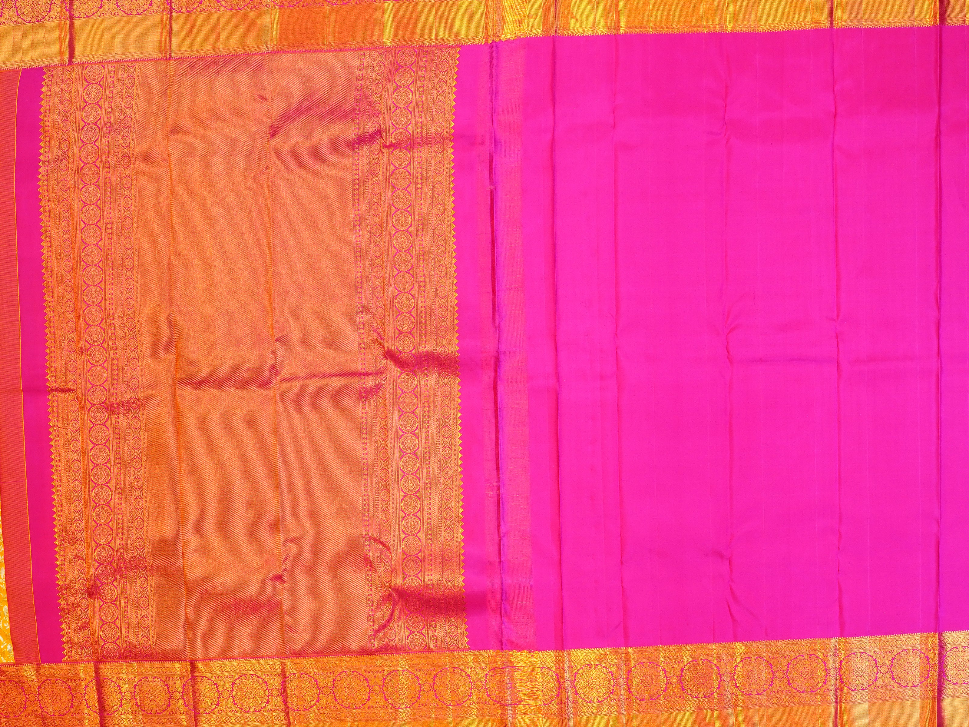 JSB-3350 | Yellow & Pink Kanchi Pattu Saree