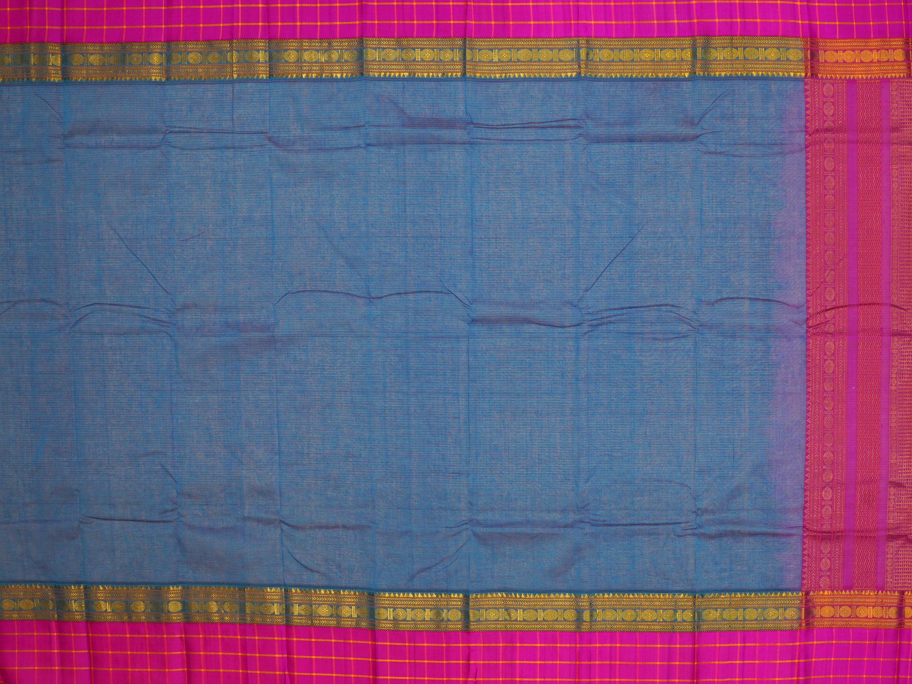 JSB- 743 | Blue & Pink Handloom Cotton Traditional Saree
