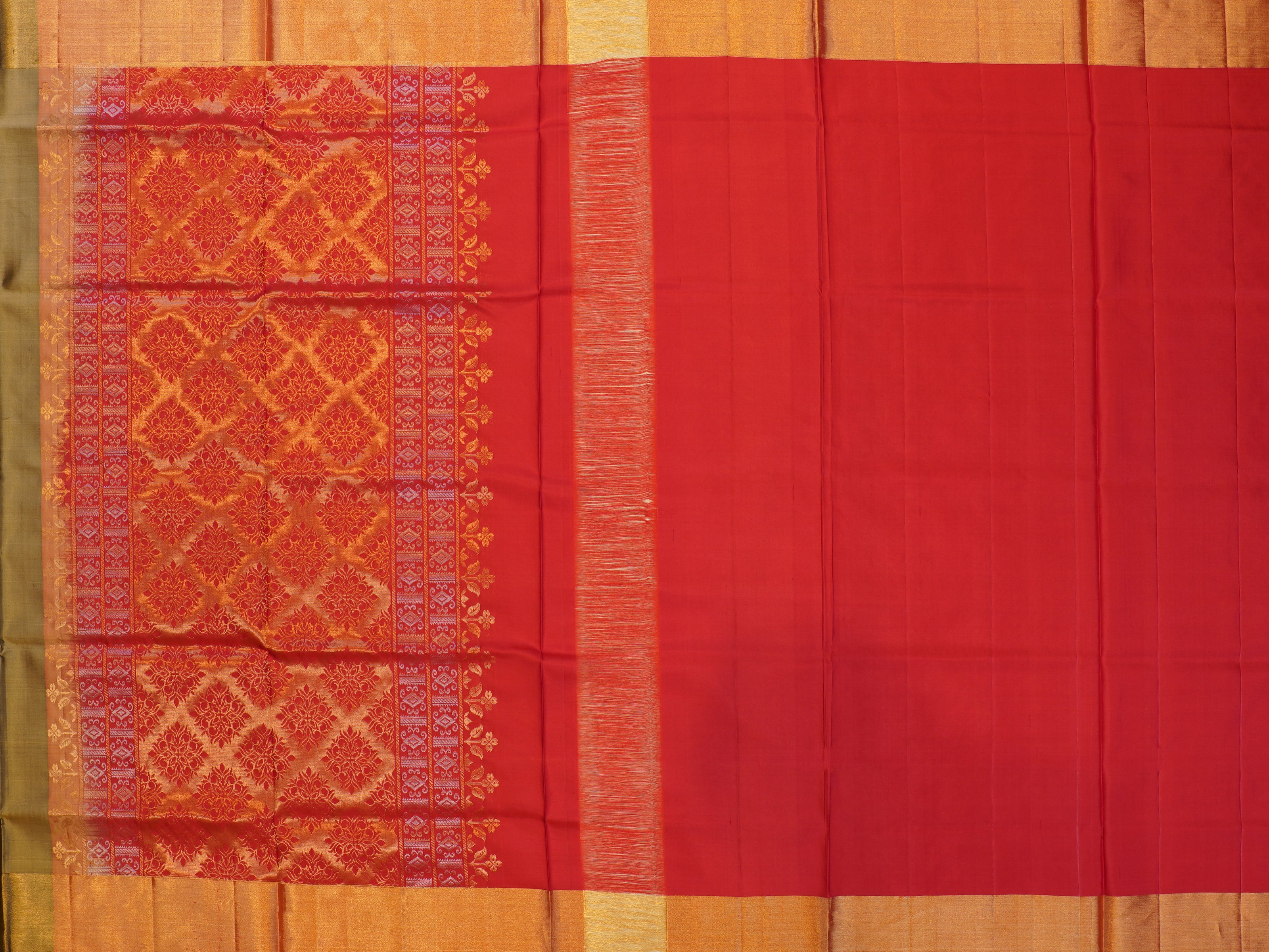 JSB - 2911 | Olive & Red Soft Uppada Pattu Sarees