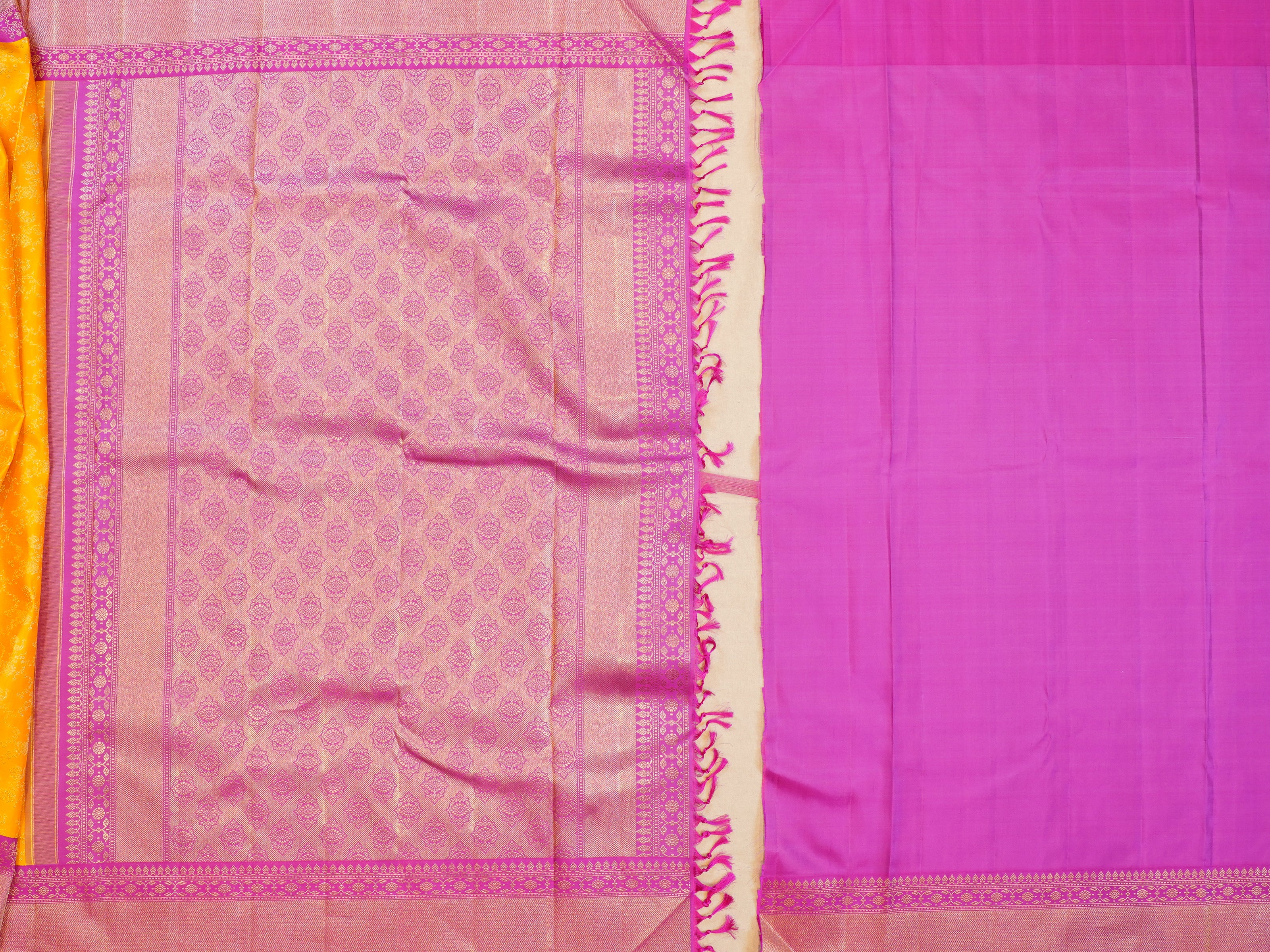 JSB- 3217 | Yellow & Purple Kanchi Pattu Saree