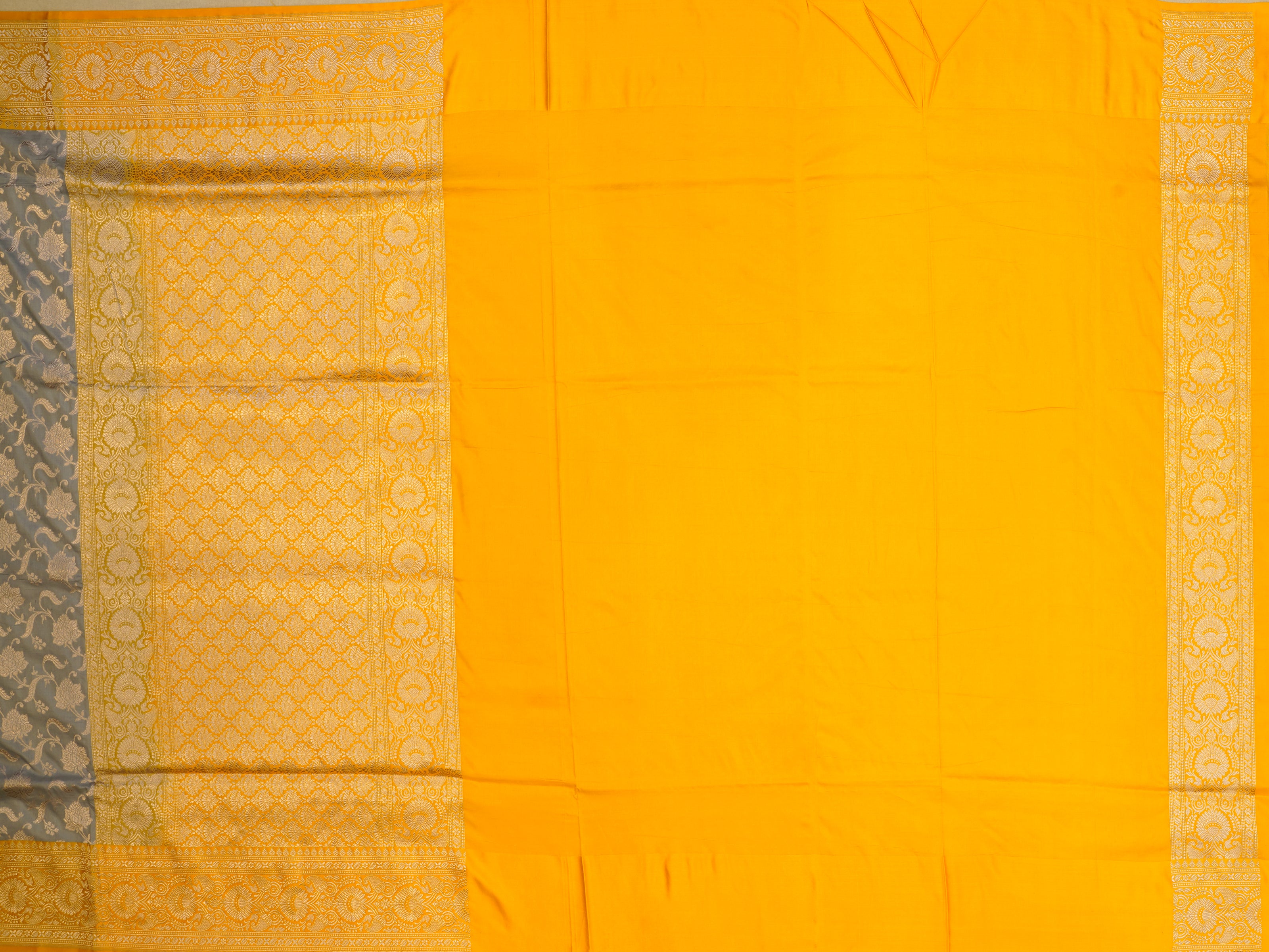 JSB- 2137 | Grey & Yellow Banaras Silk Saree
