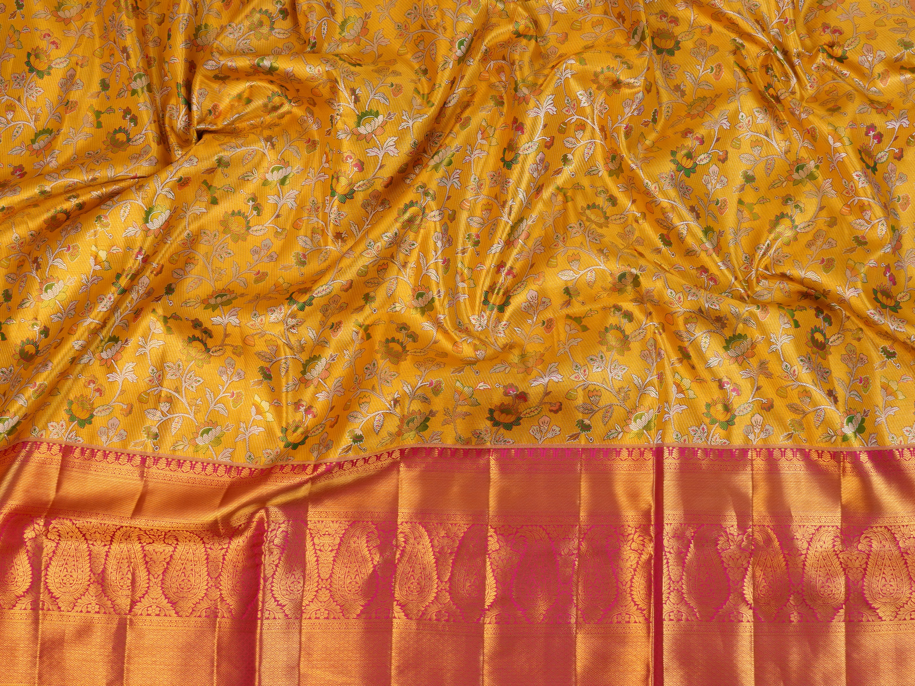 JSB-14| Gold  & Pink  Kanchi Tissue