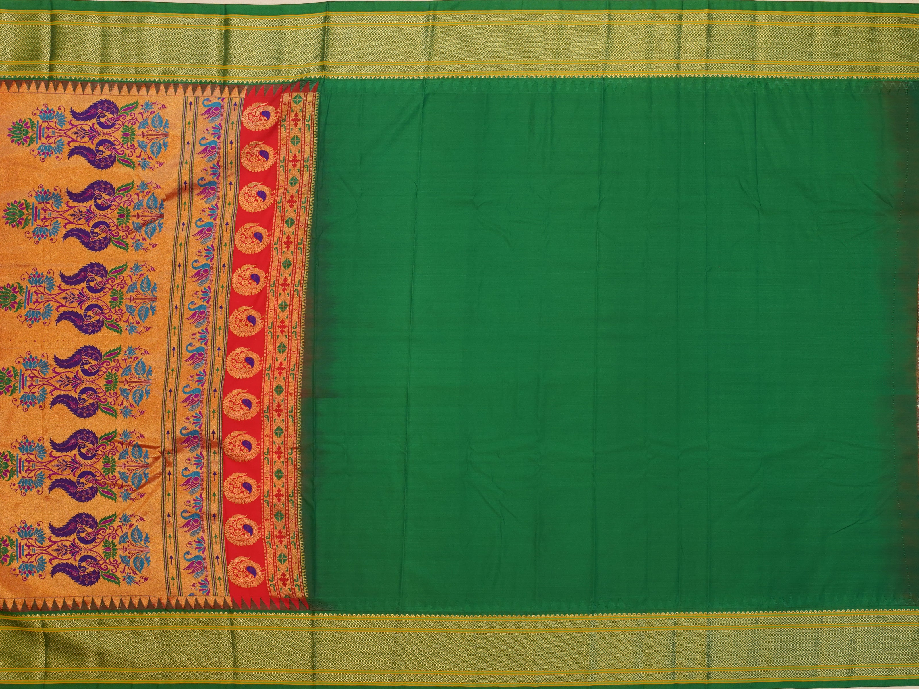 JSB - 2864 | Red & Green Narayanpet  Sarees
